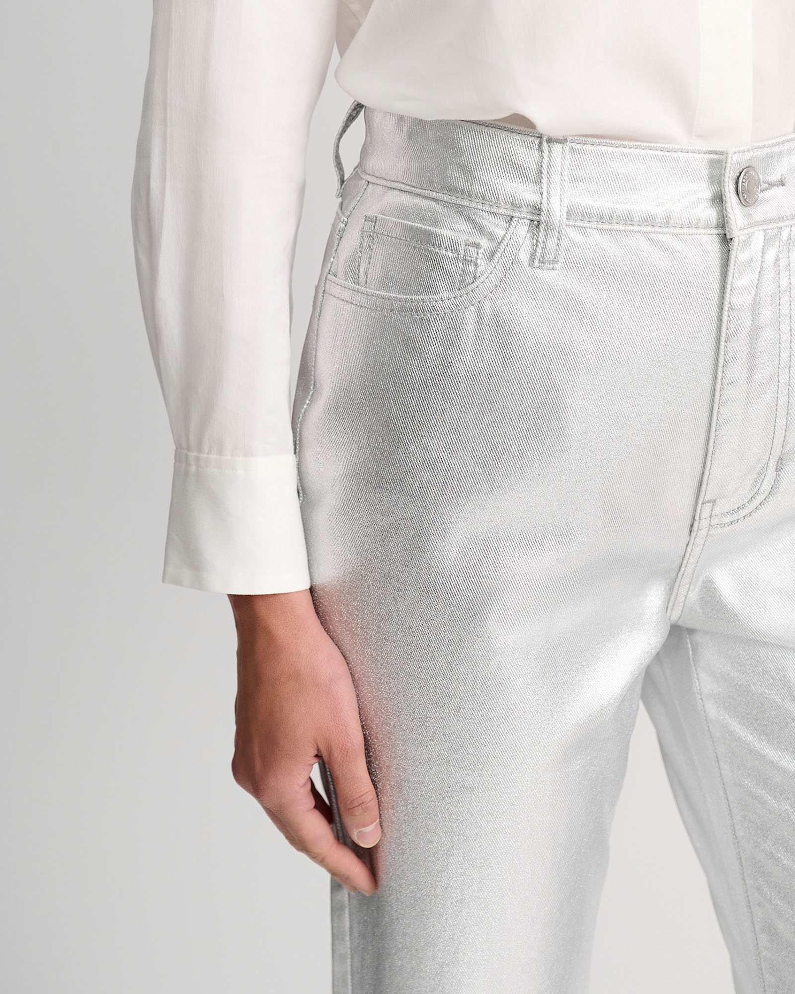 Bec Foiled Straight Leg Jean in SILVER