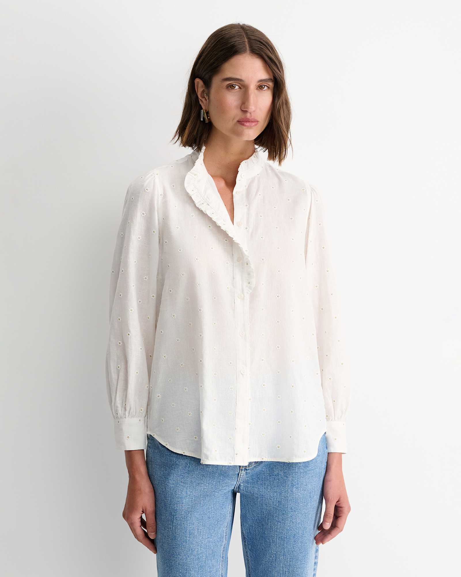 Emma Embroidery Blouse in WHITE
