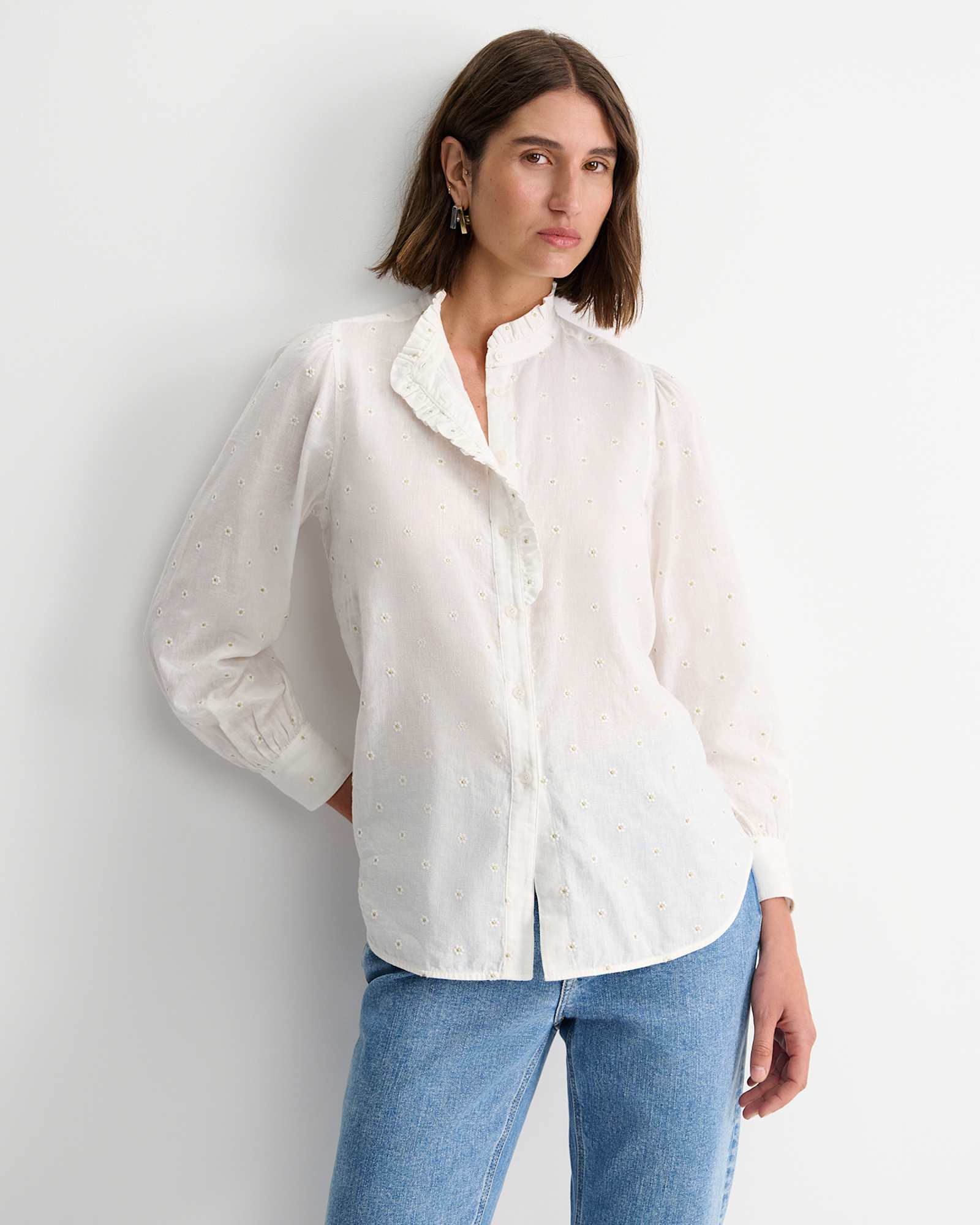 Emma Embroidery Blouse in WHITE