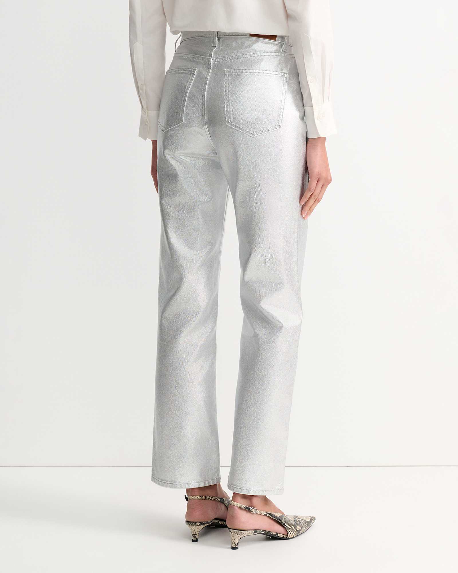 Bec Foiled Straight Leg Jean in SILVER