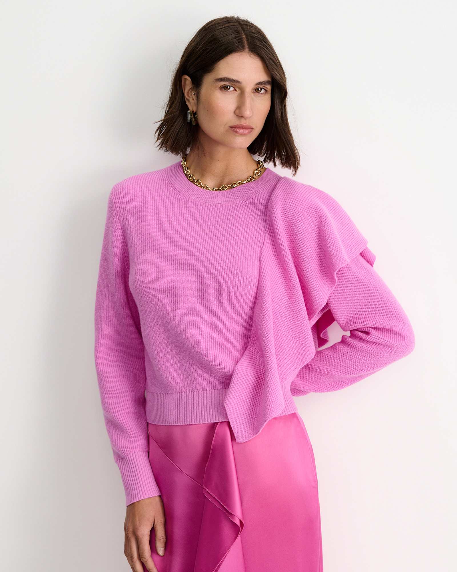 Pearl Ruffle Sweater in GRAPE