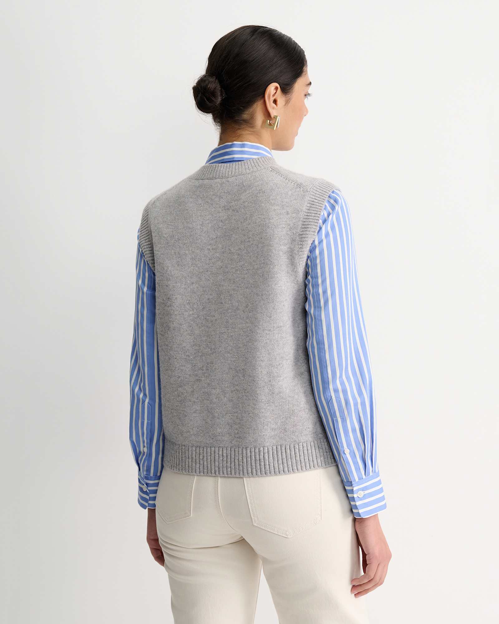 Pearl Chunky Cable Vest in GREY MELANGE