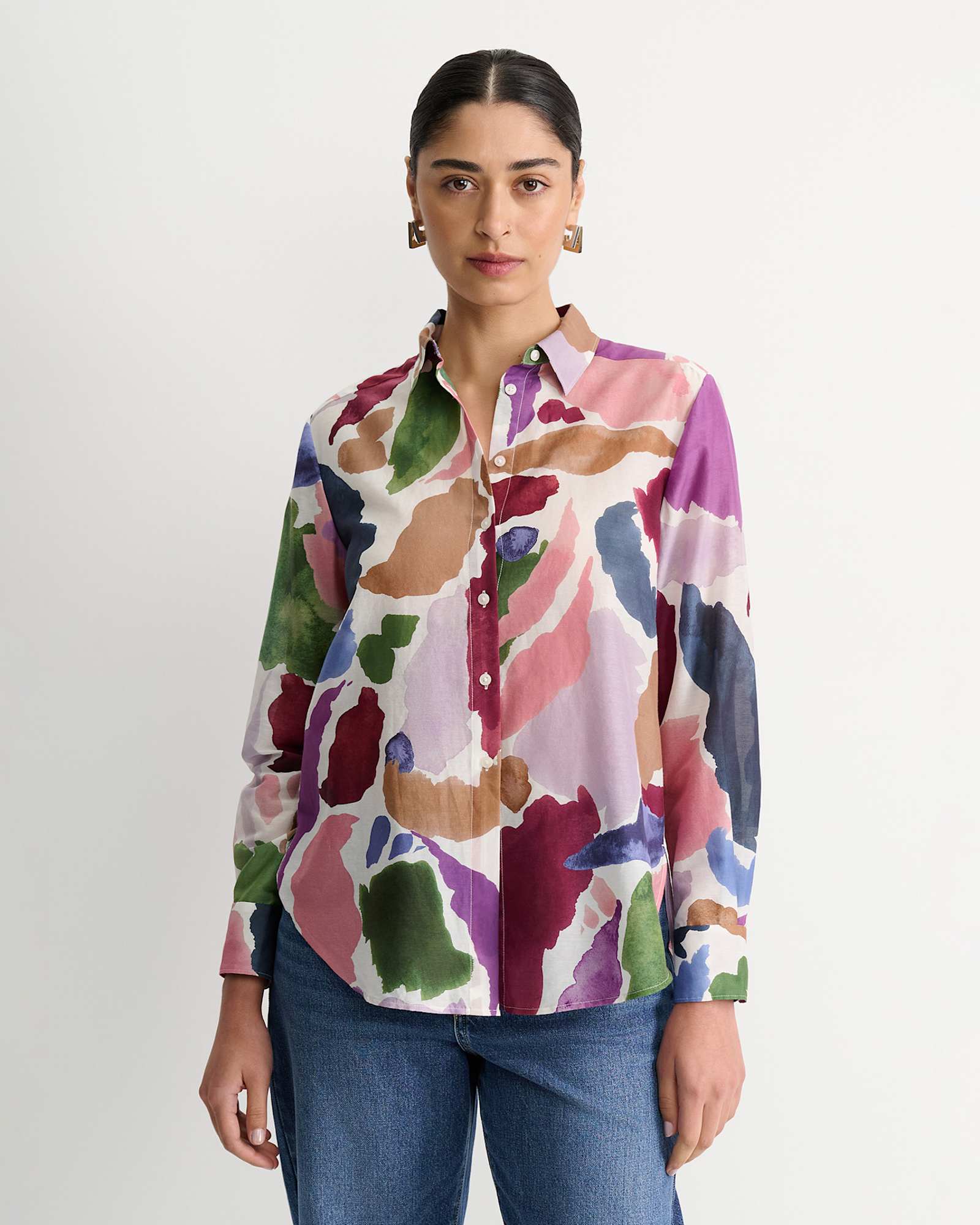 Leah Cotton Silk Shirt in MULTI