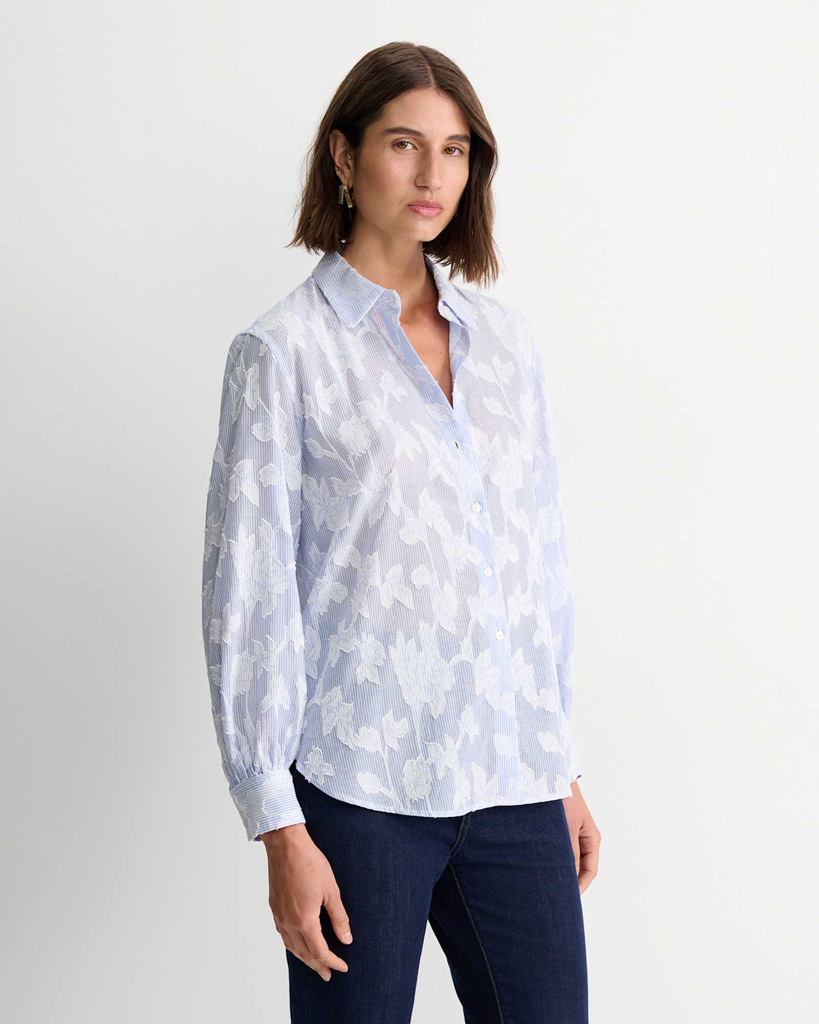 Sedonia Clip Back Shirt in WHITE/BLUE