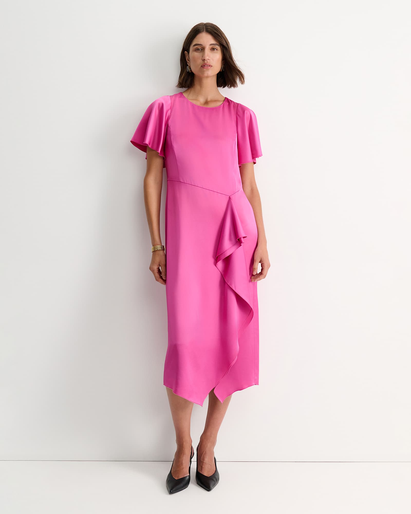 Harlow Ruffle Midi Dress in GRAPE