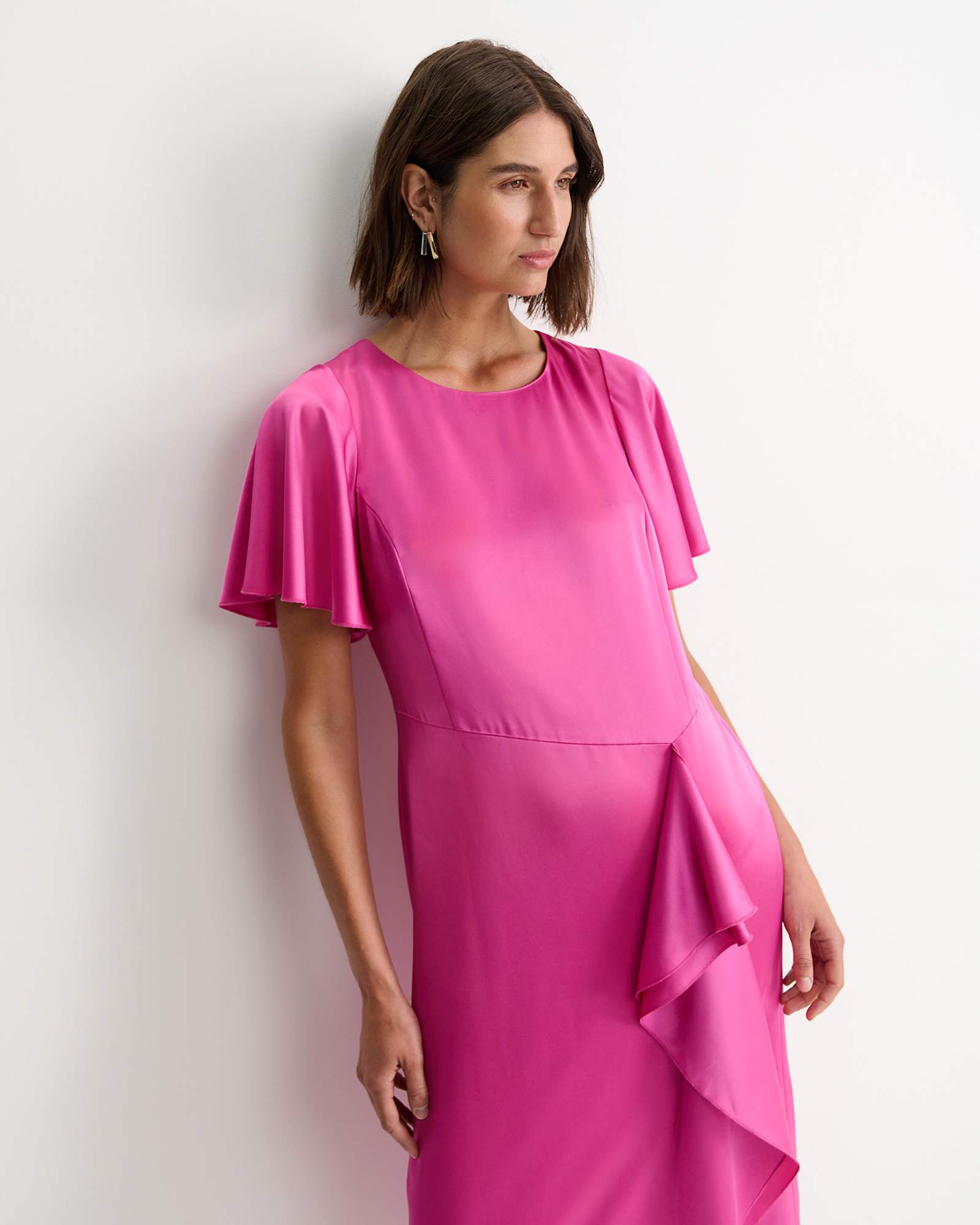 Harlow Ruffle Midi Dress in GRAPE