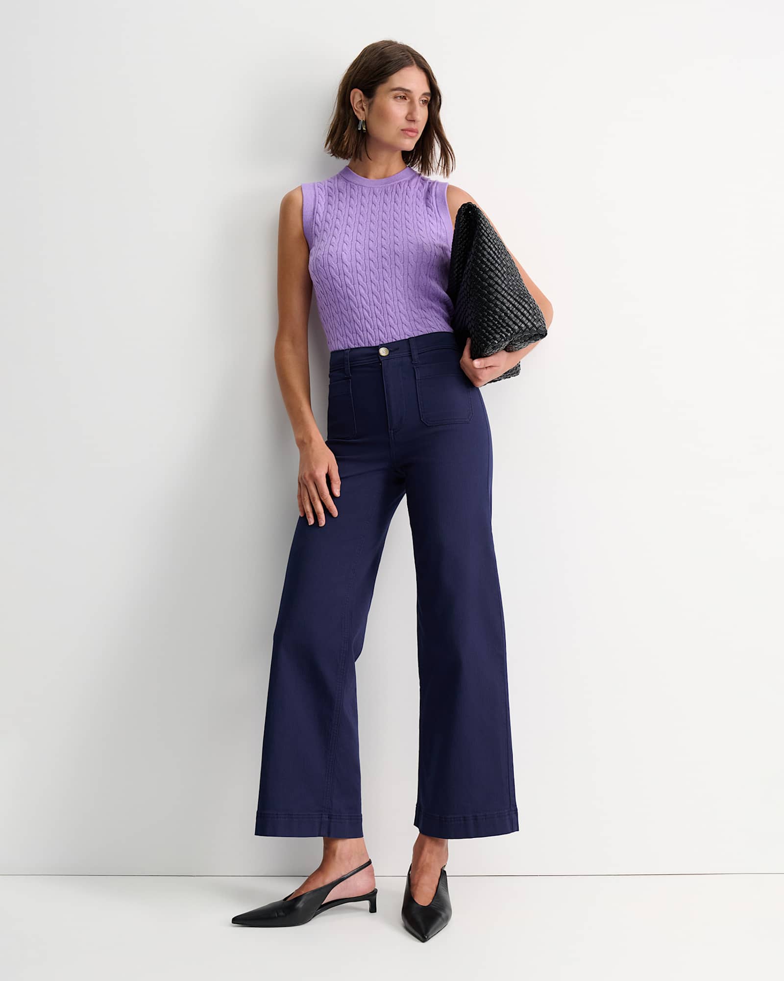 Cable Merino Cotton Tank in VIOLA