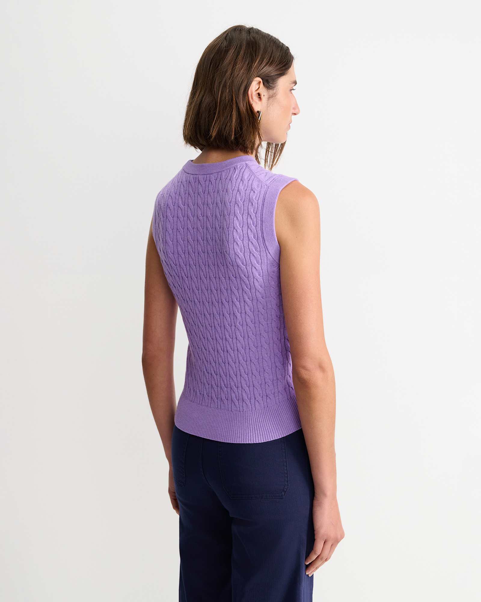 Cable Merino Cotton Tank in VIOLA
