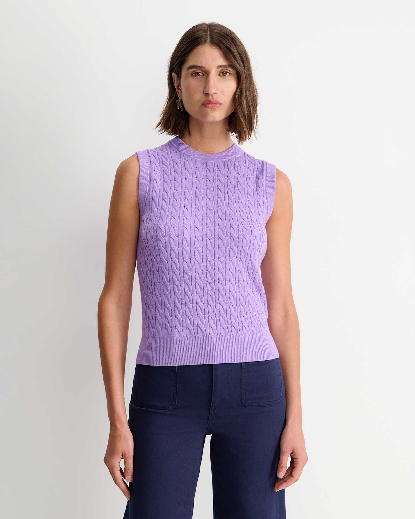 Cable Merino Cotton Tank in VIOLA