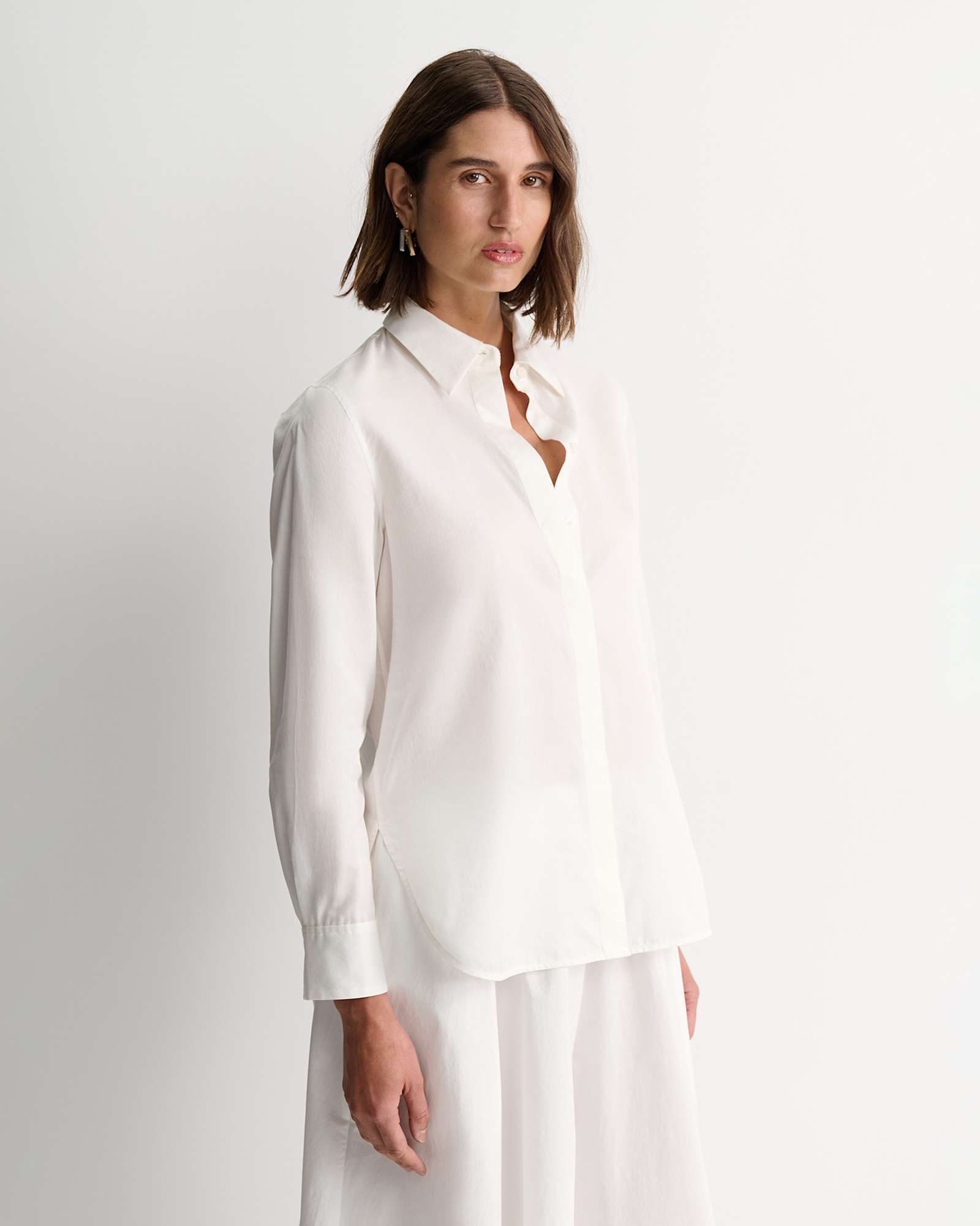 Hannah Cotton Silk Shirt in WHITE