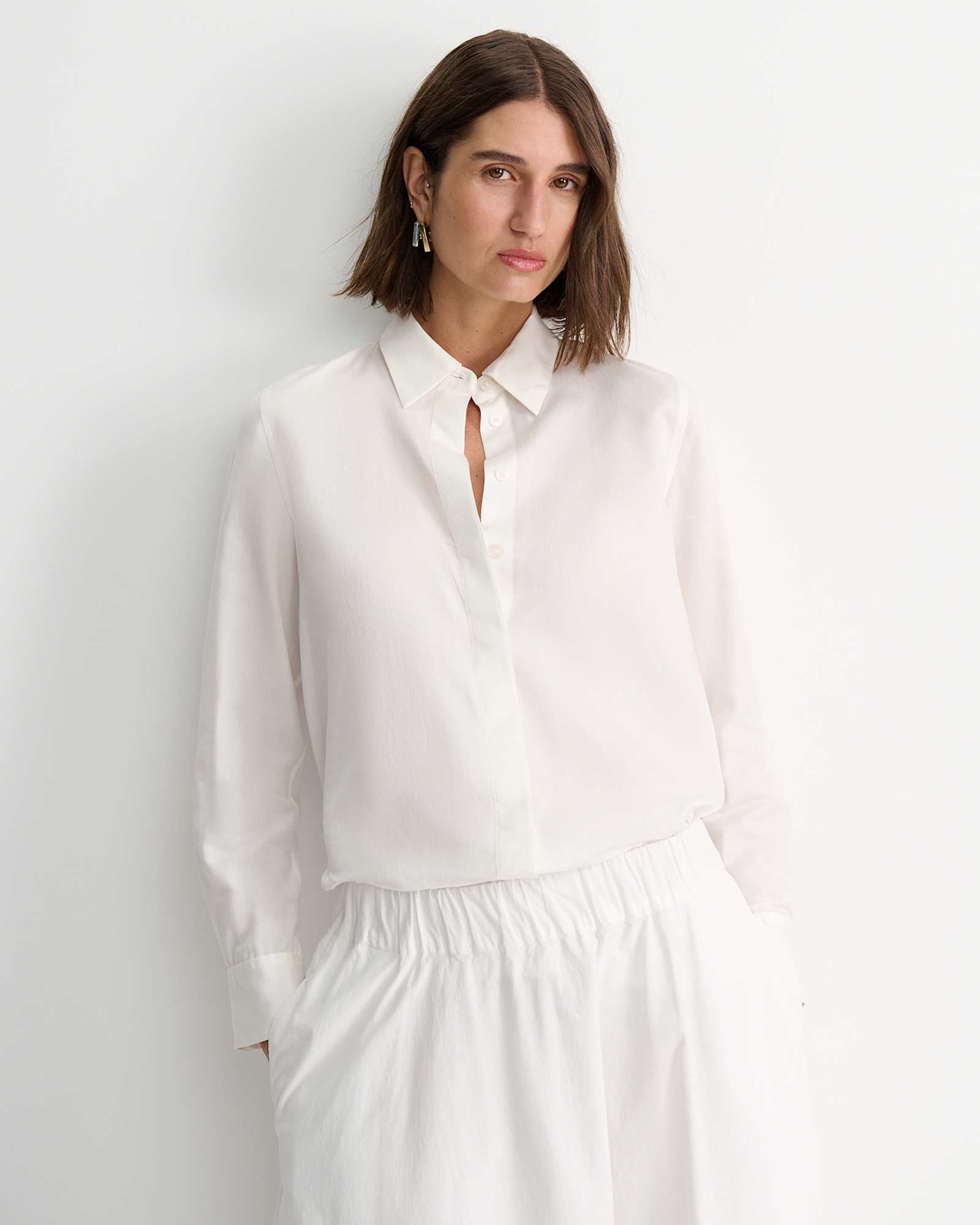 Hannah Cotton Silk Shirt in WHITE