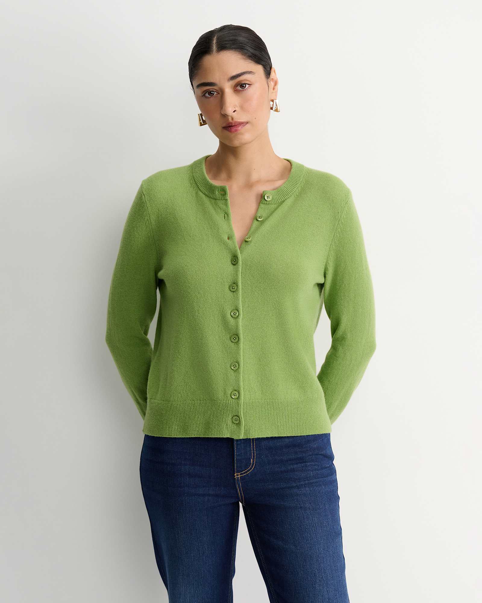Sunshine Wool Cardigan in AVOCADO