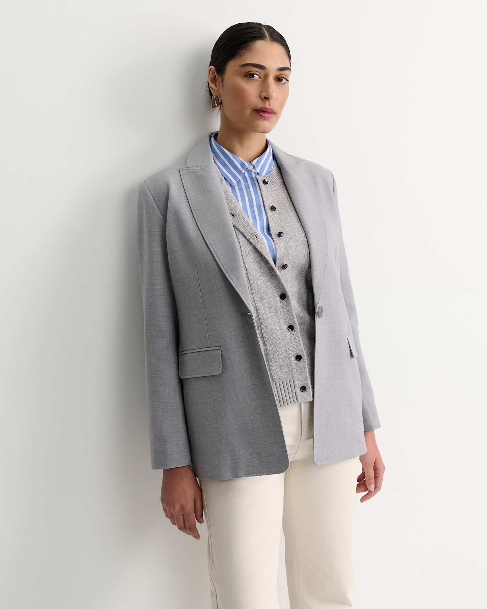 Wren Single Breasted Blazer in GREY