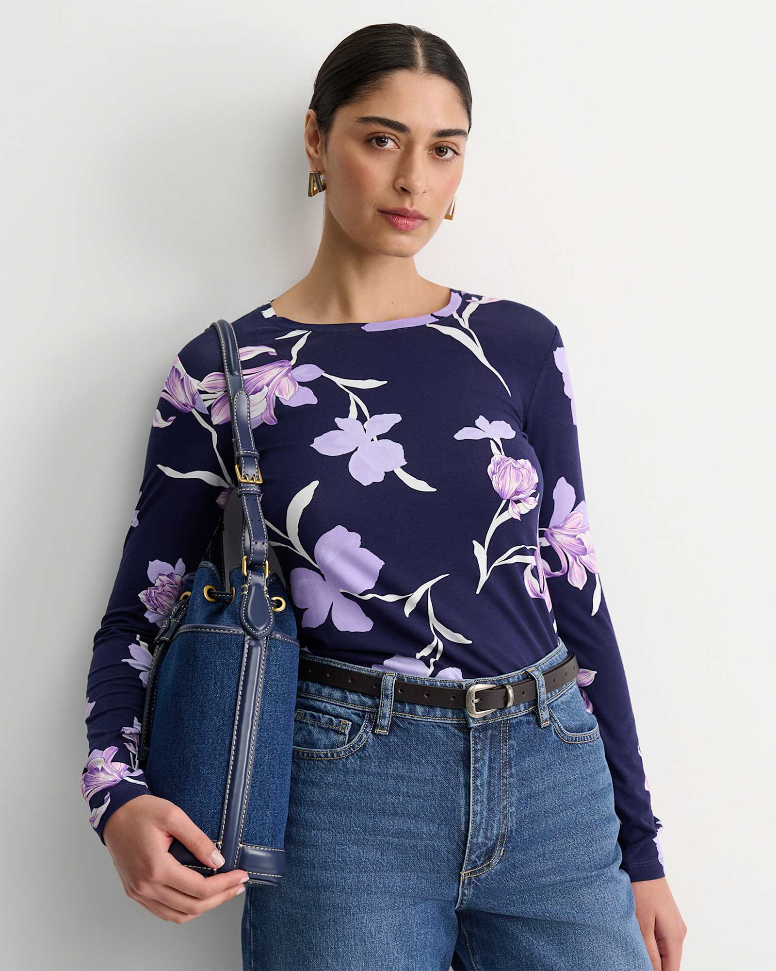 Iris Long Sleeve Magic Tee in NAVY MULTI