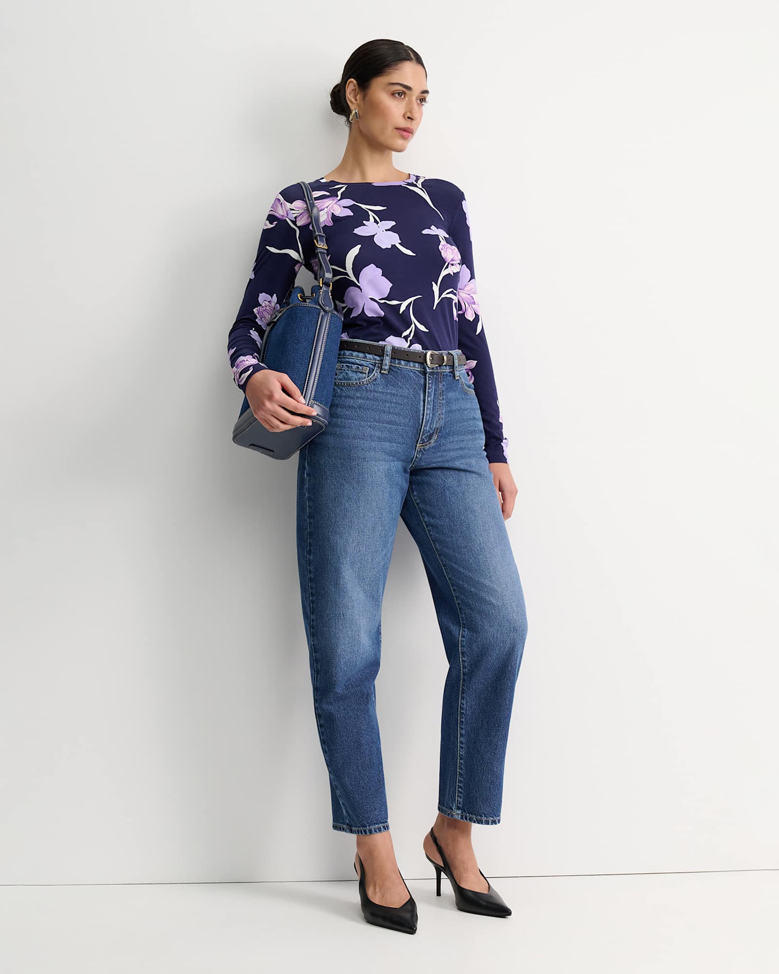 Iris Long Sleeve Magic Tee in NAVY MULTI