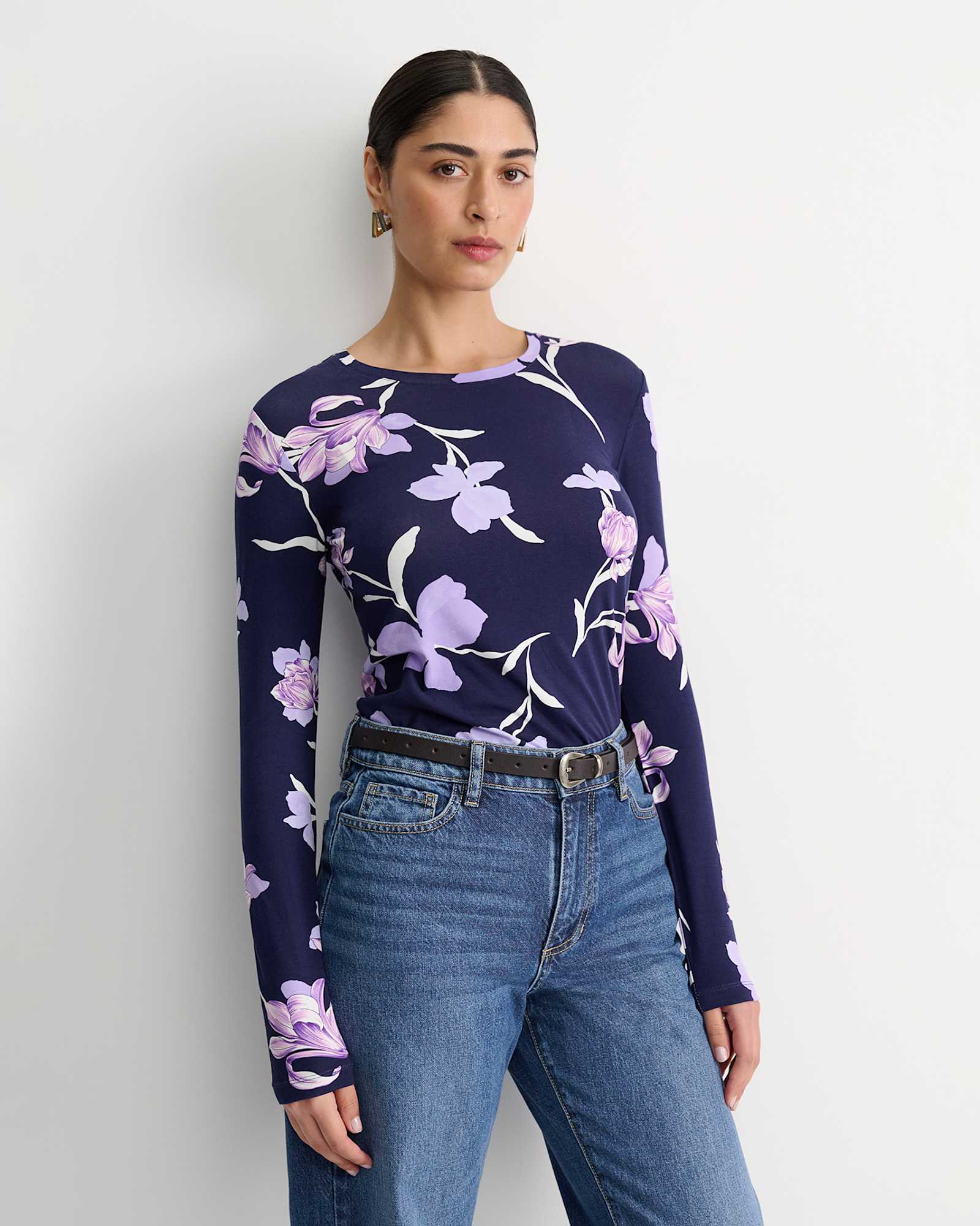 Iris Long Sleeve Magic Tee in NAVY MULTI