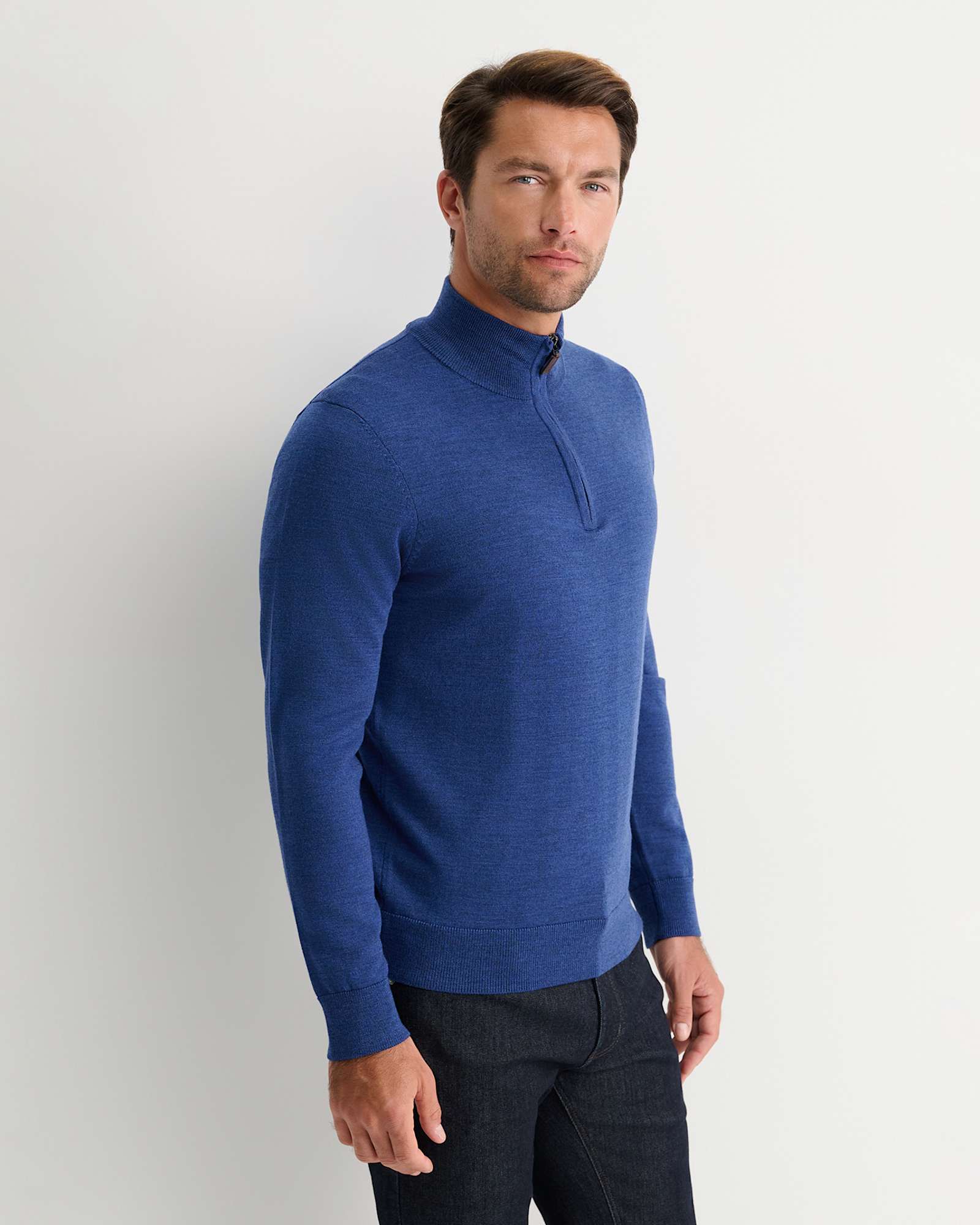 Henry Merino Quarter Zip Knit in LAPIS