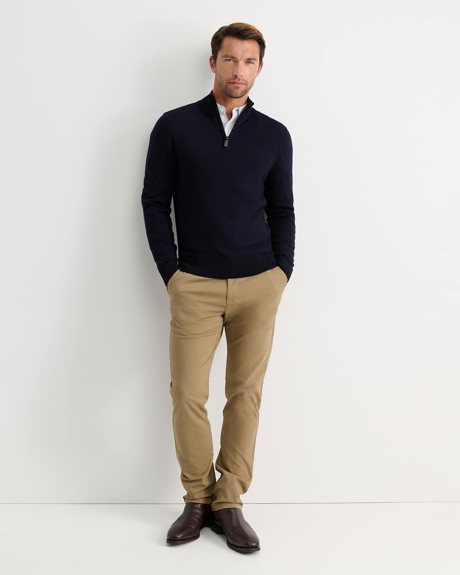 Henry Merino Quarter Zip Knit in NAVY