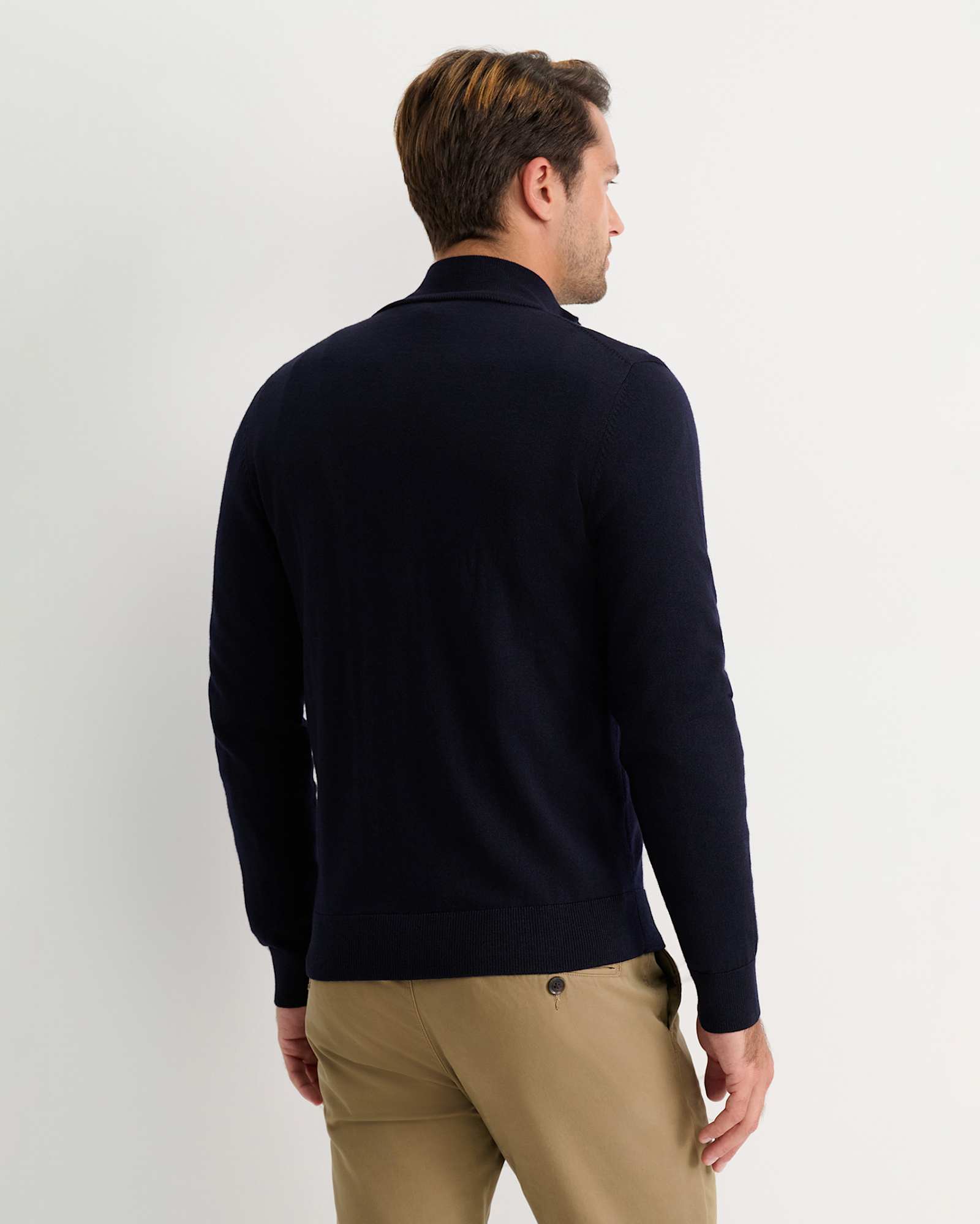 Henry Merino Quarter Zip Knit in NAVY