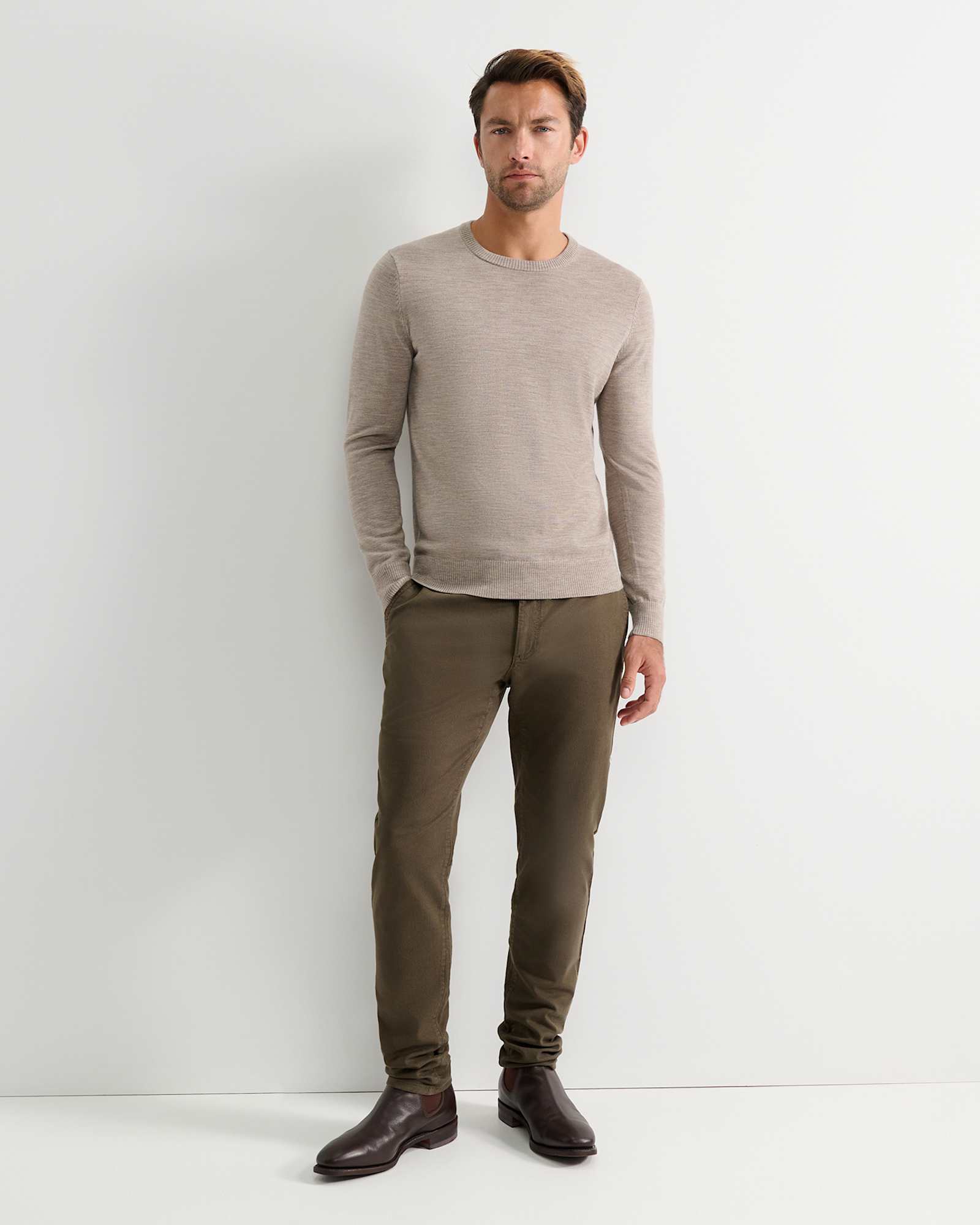 Merino Crew Neck Knit in BIRCH
