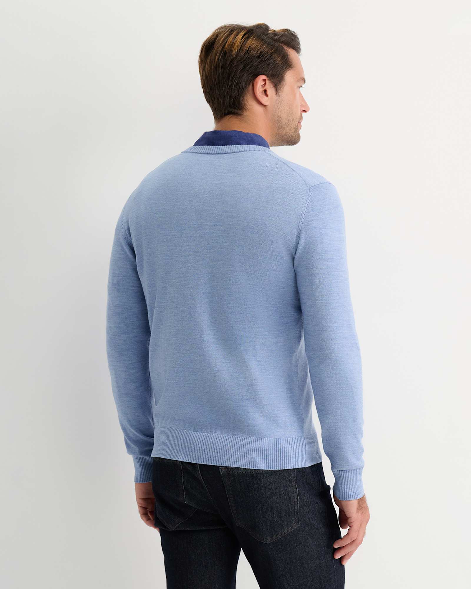 Merino V-Neck Knit in ICE BLUE