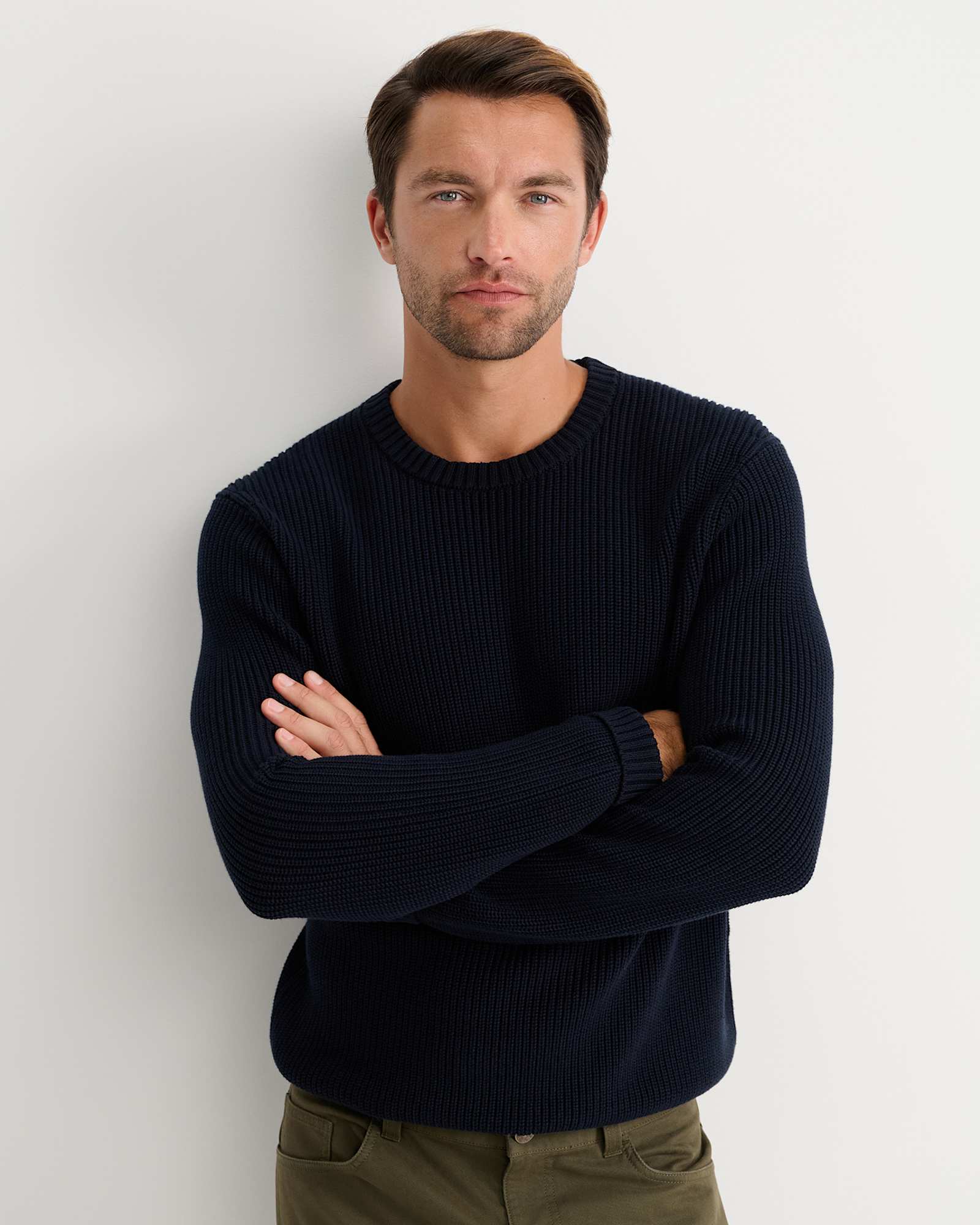 Finn Rib Crew Neck Knit in NAVY