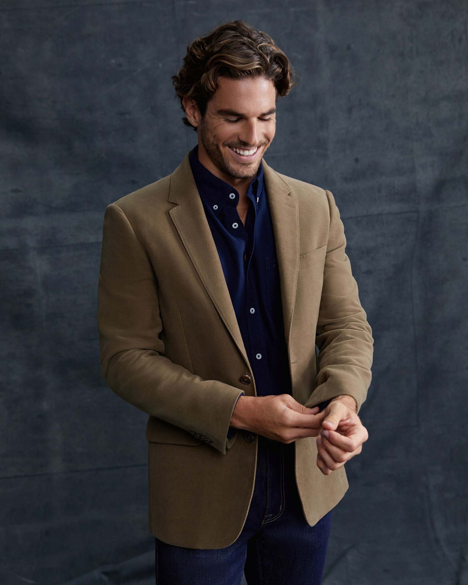 Italian Moleskin Blazer in MUSK
