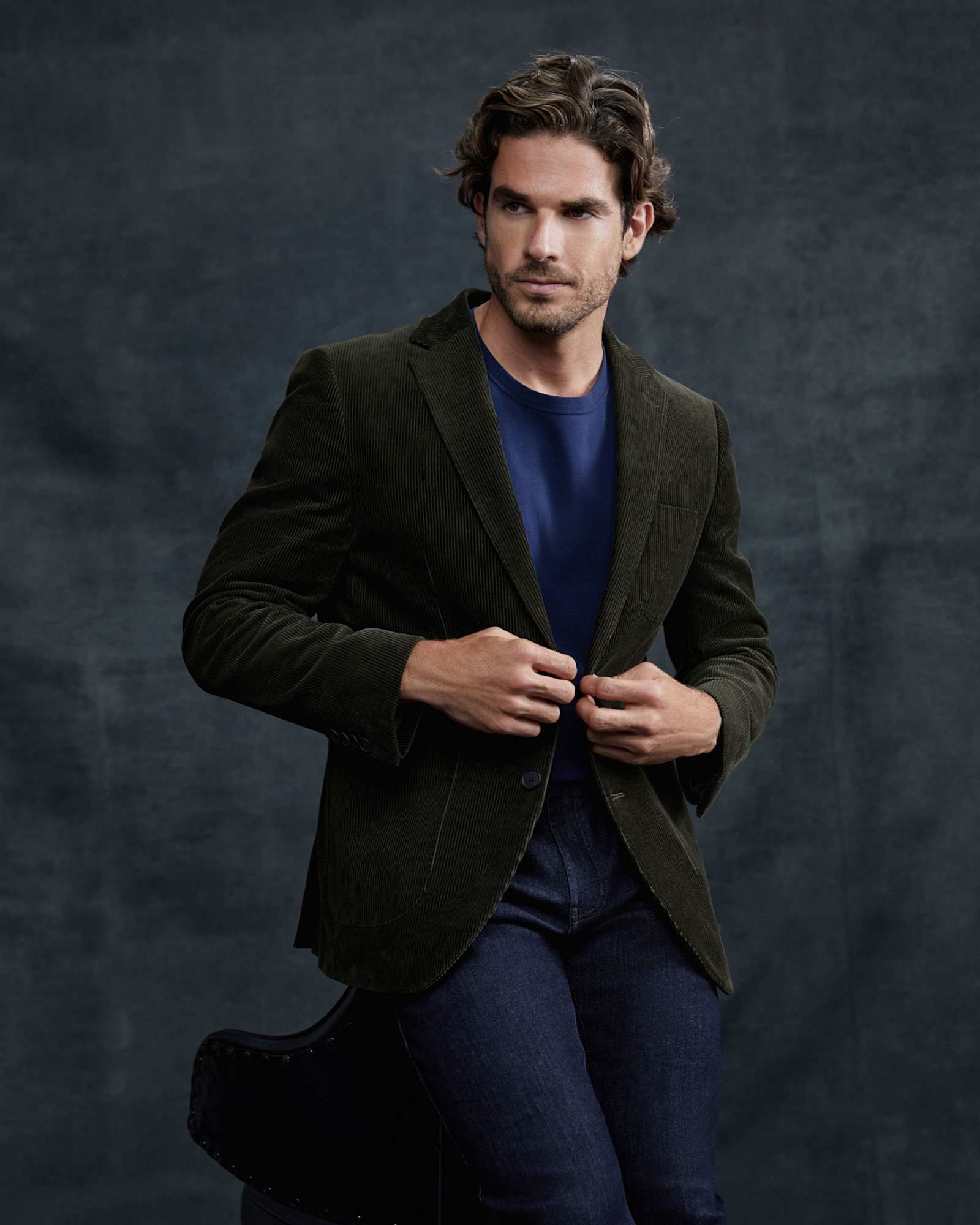 Caulfield Cord Blazer in KHAKI