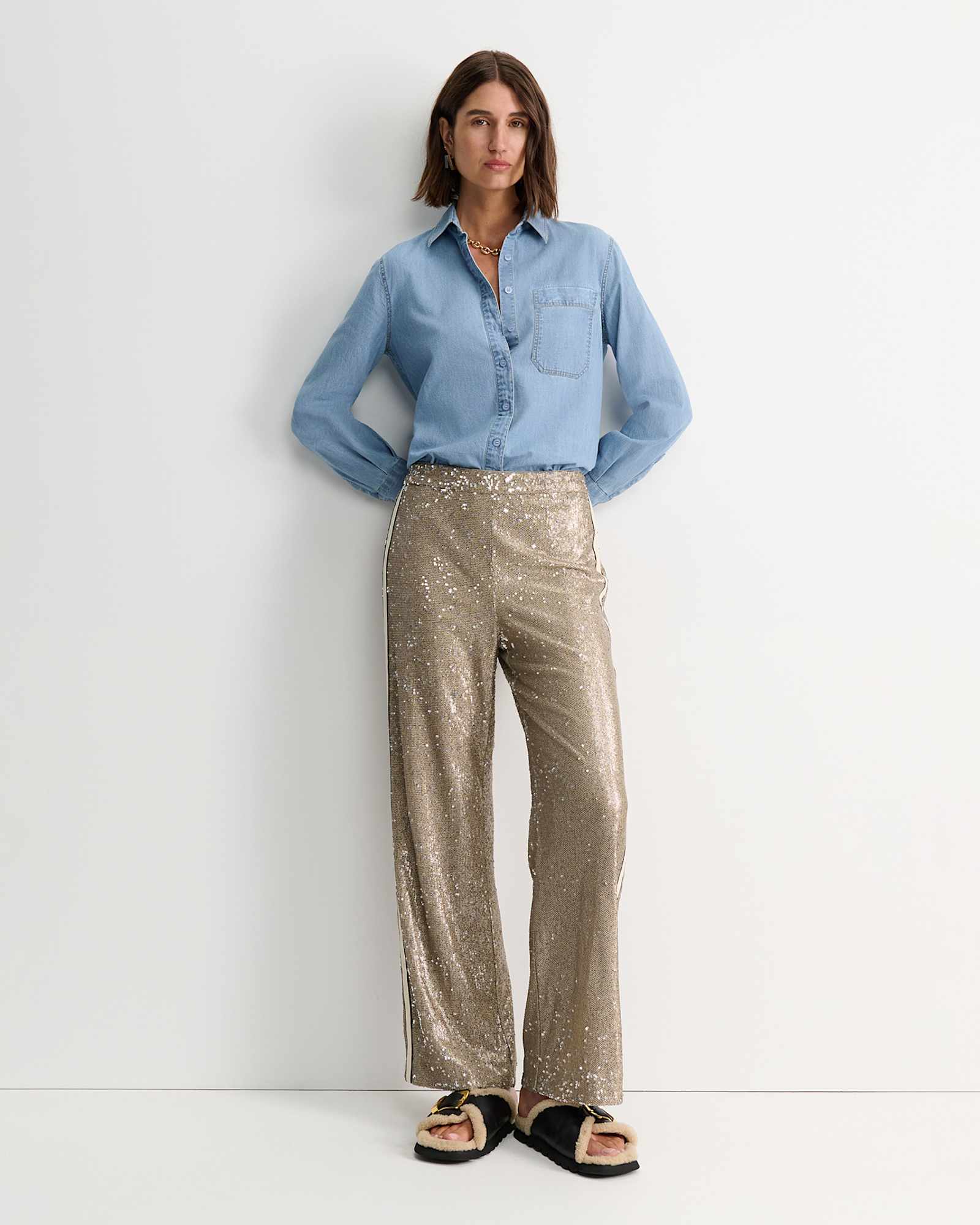 Carrie Chambray Long Sleeve Shirt in CHAMBRAY