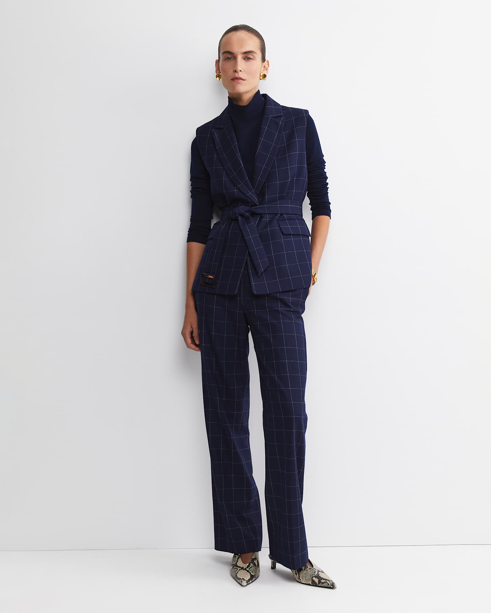 Chiara Check Vest in NAVY