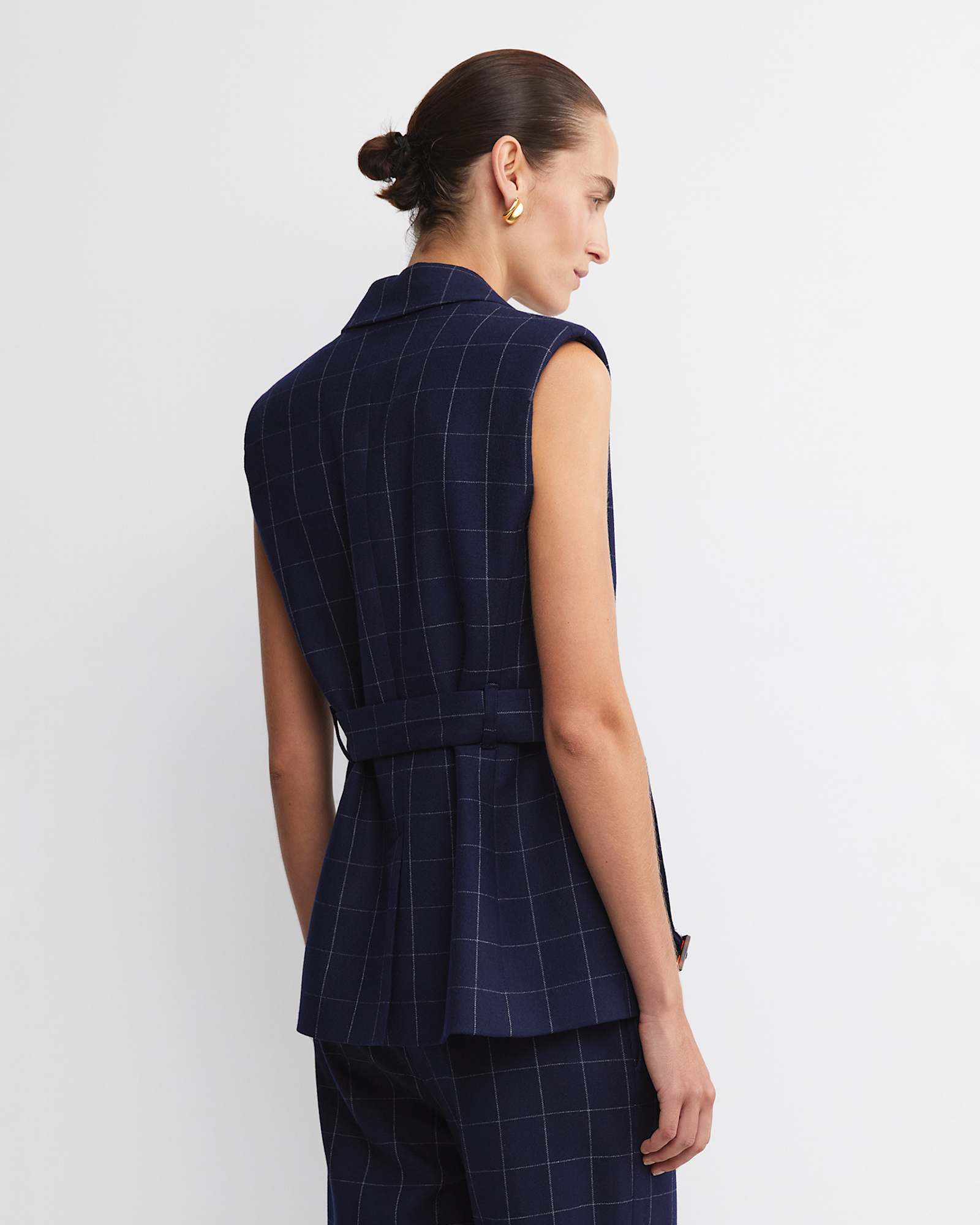 Chiara Check Vest in NAVY