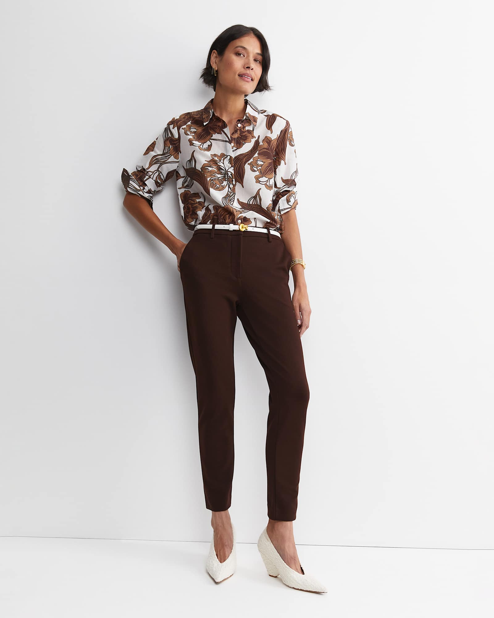 Evie Ponte Pant in CHOCOLATE