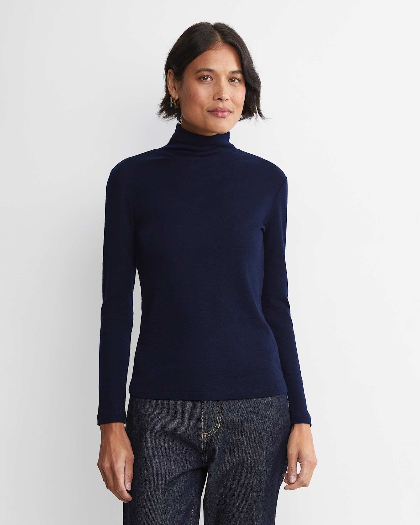 Gigi Babywool Mock Neck Top in NAVY