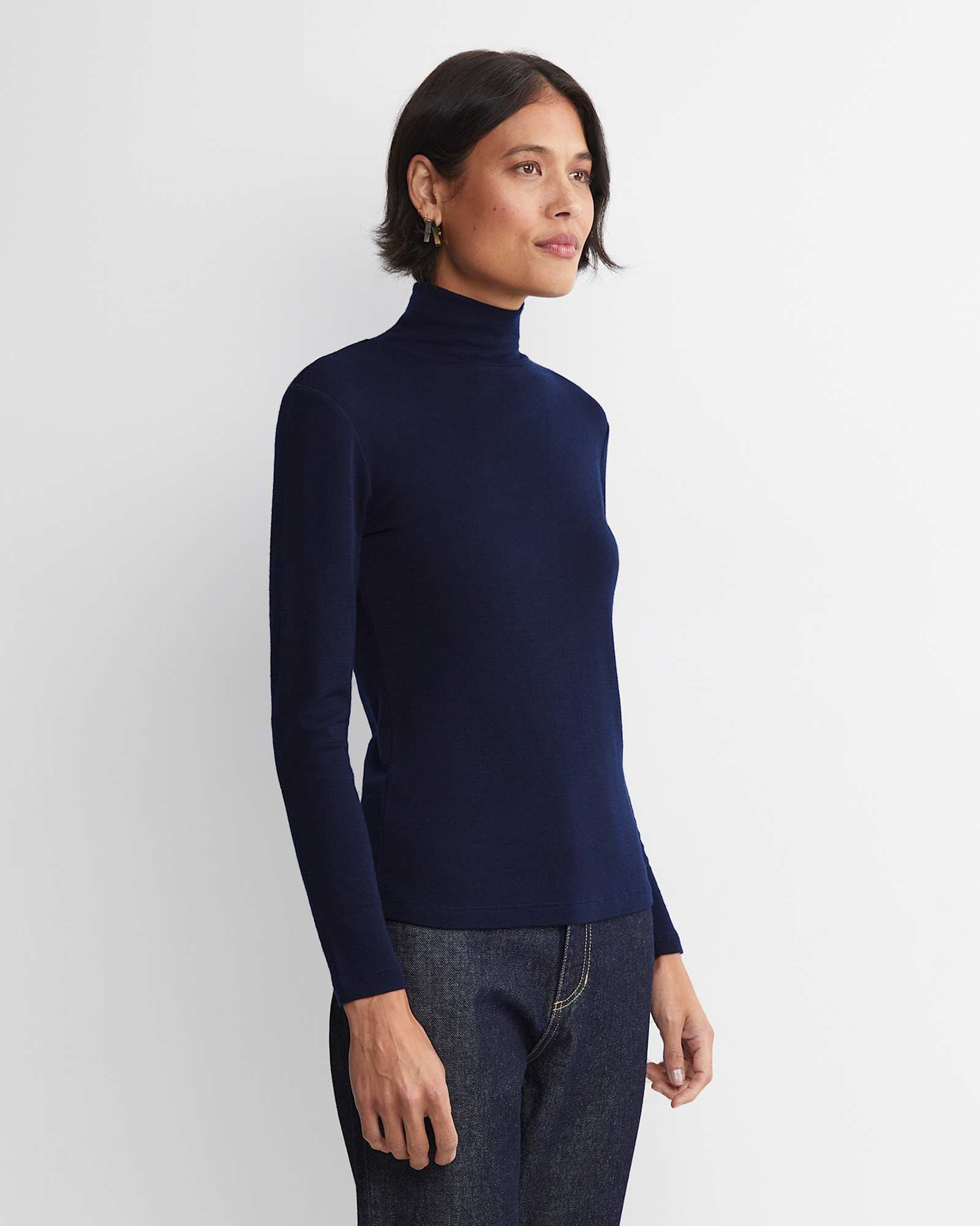 Gigi Babywool Mock Neck Top in NAVY