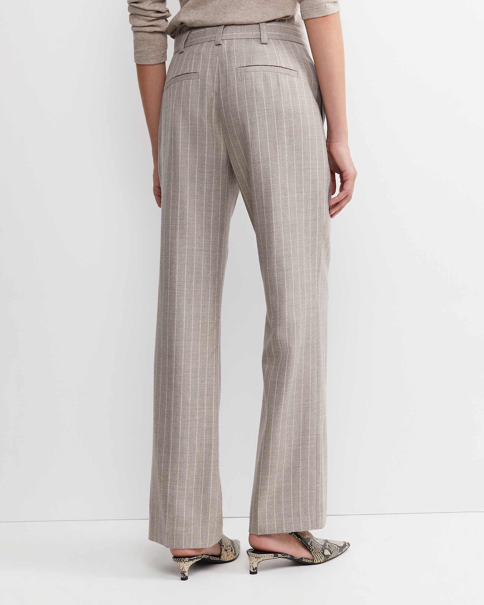 Kate Straight Leg Pinstripe Pant in MINK