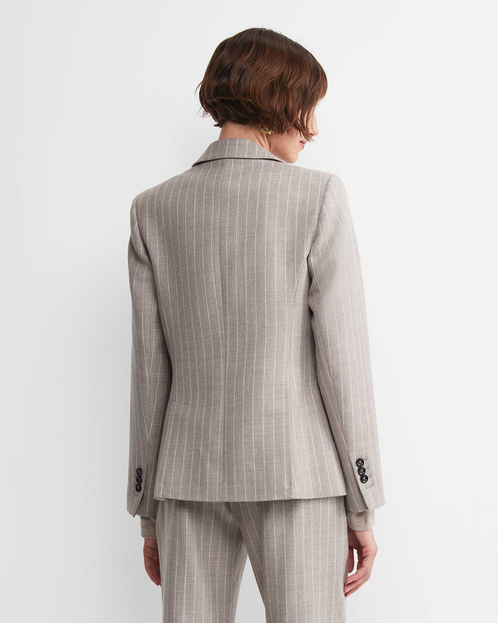 Kate Single Breasted Pinstripe Blazer in MINK