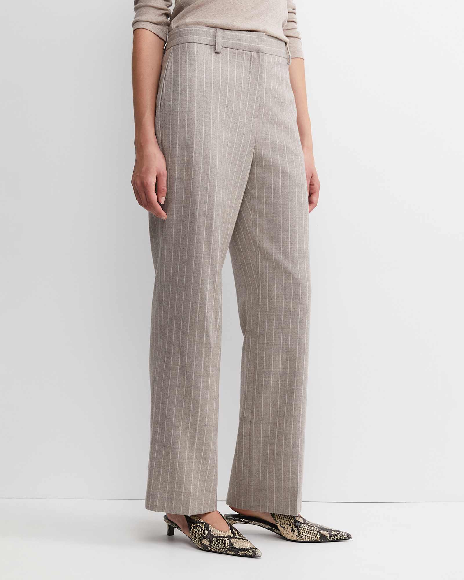 Kate Straight Leg Pinstripe Pant in MINK