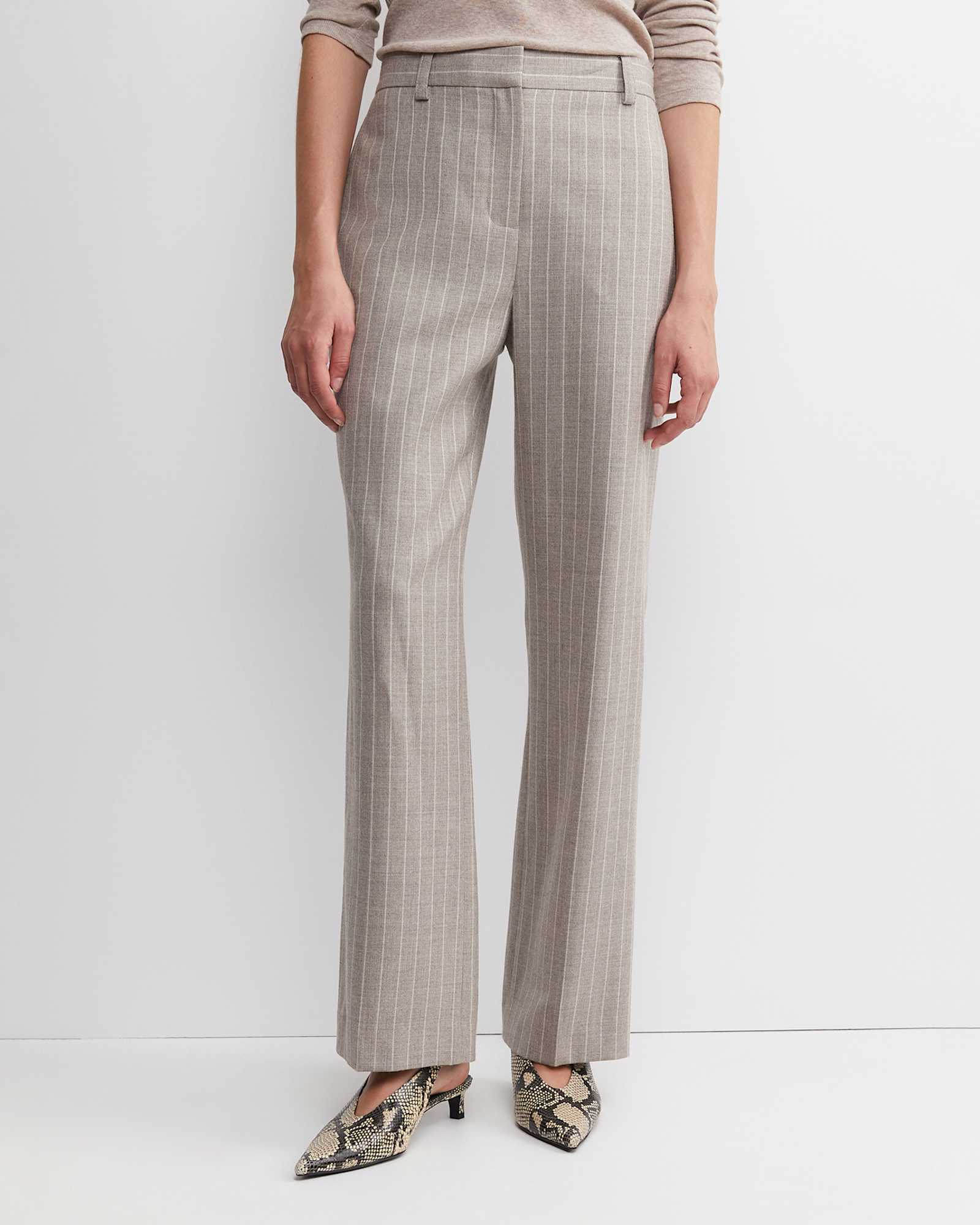 Kate Straight Leg Pinstripe Pant in MINK