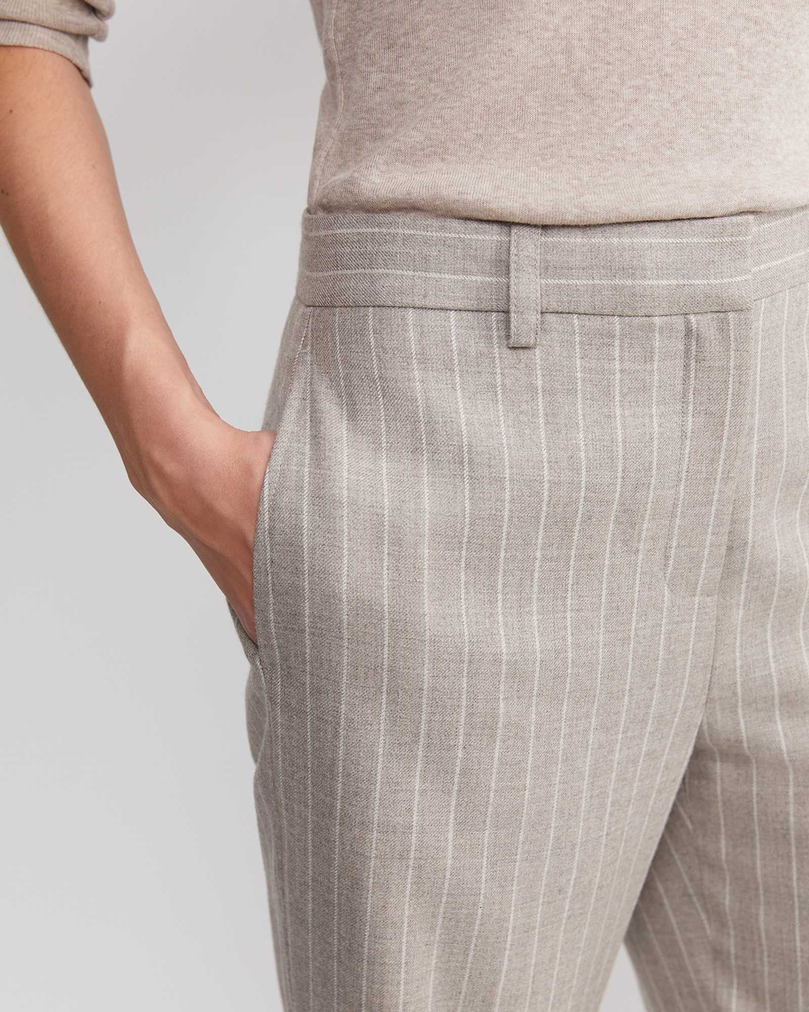 Kate Straight Leg Pinstripe Pant in MINK