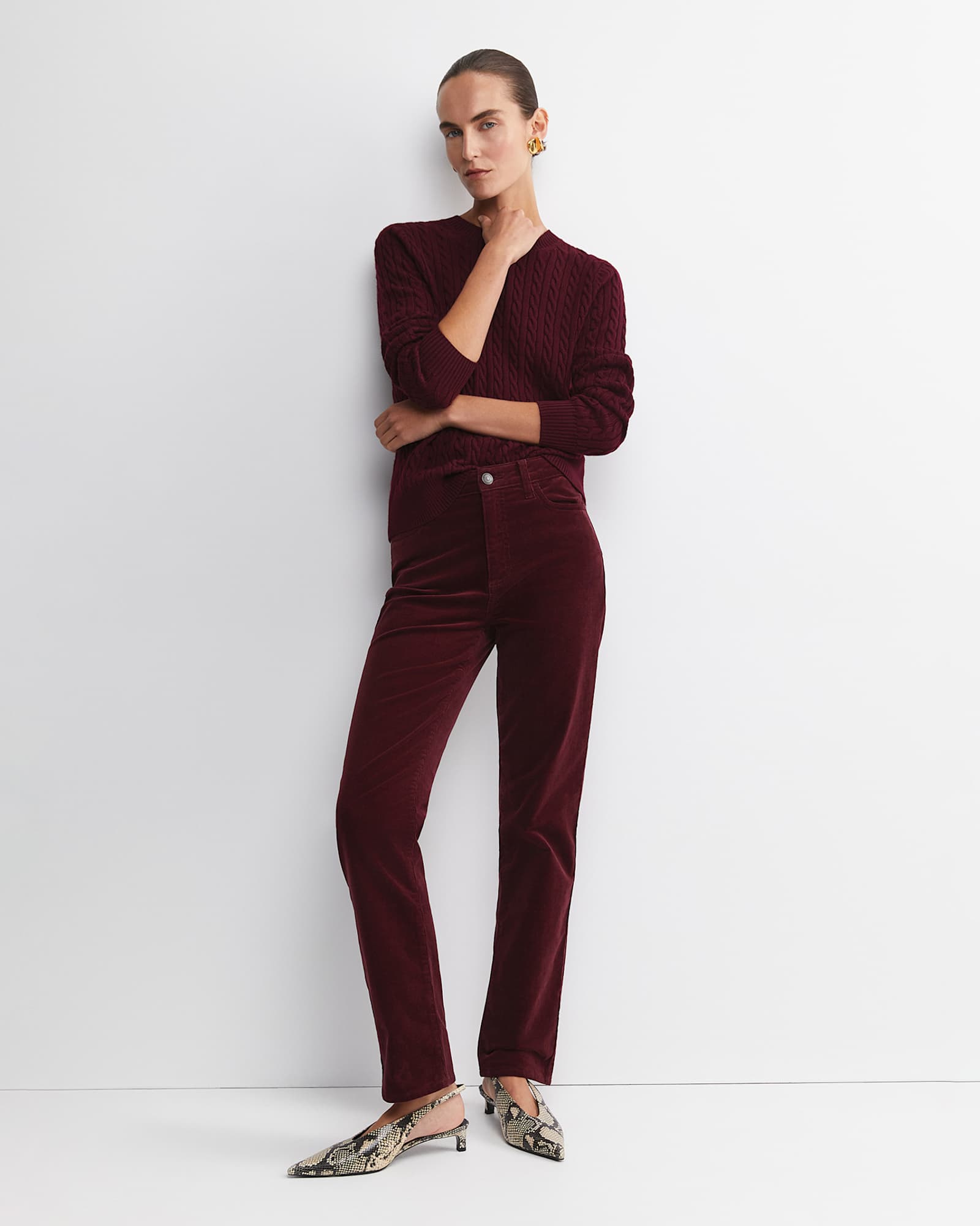 Cleo Straight Cord Jean in WINE