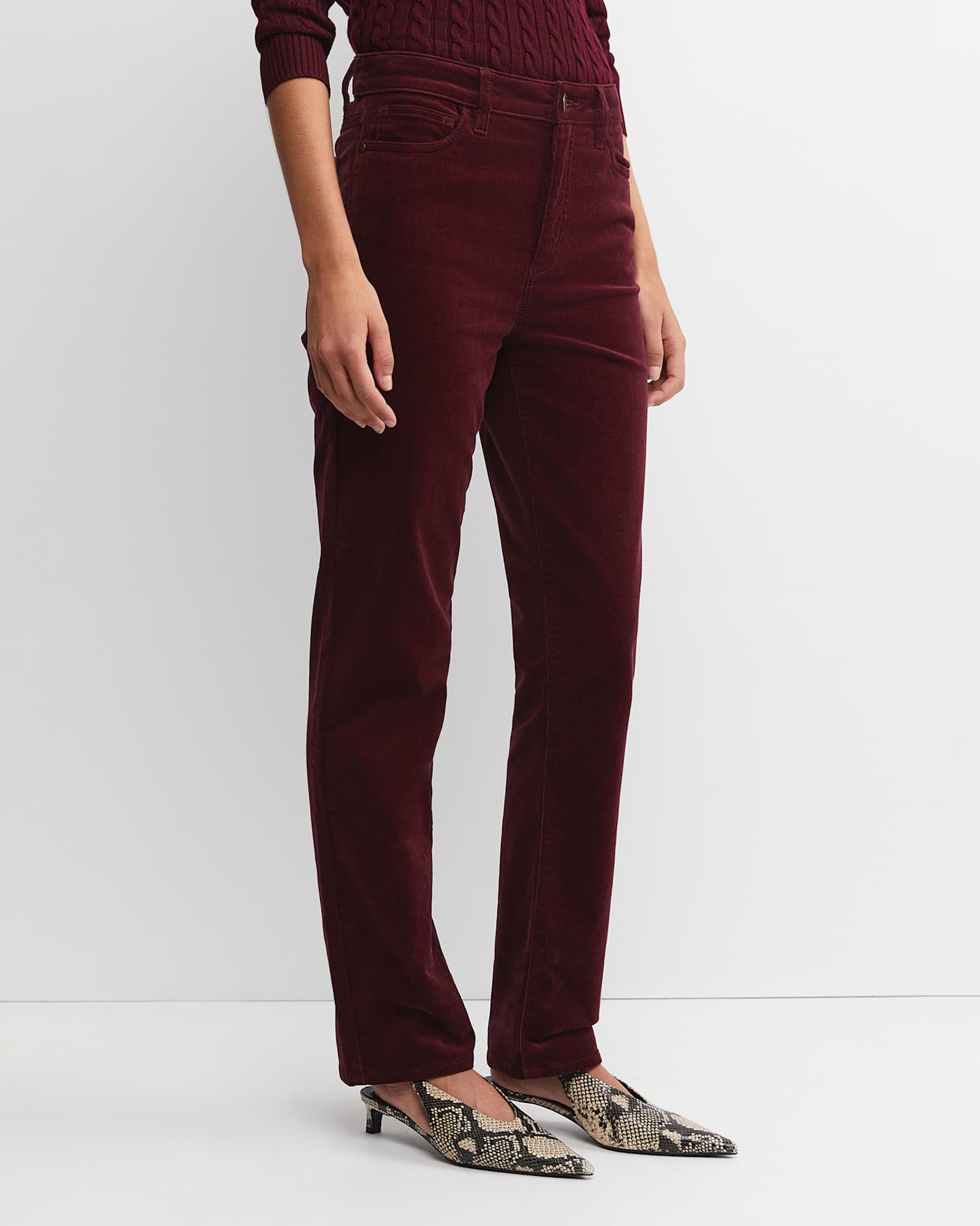 Cleo Straight Cord Jean in WINE