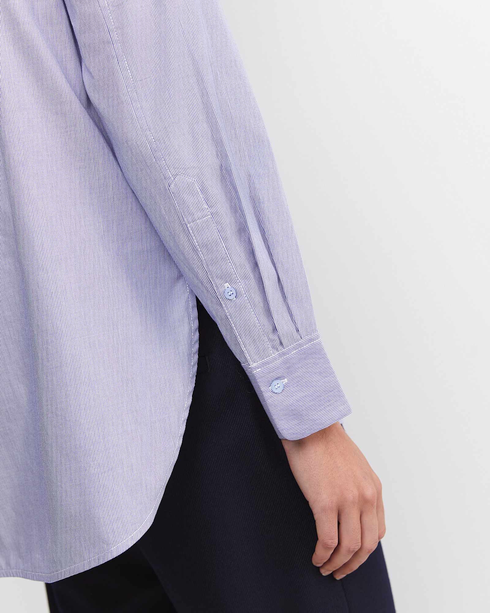Asha Stripe Ruffle Blouse in BLUE/WHITE