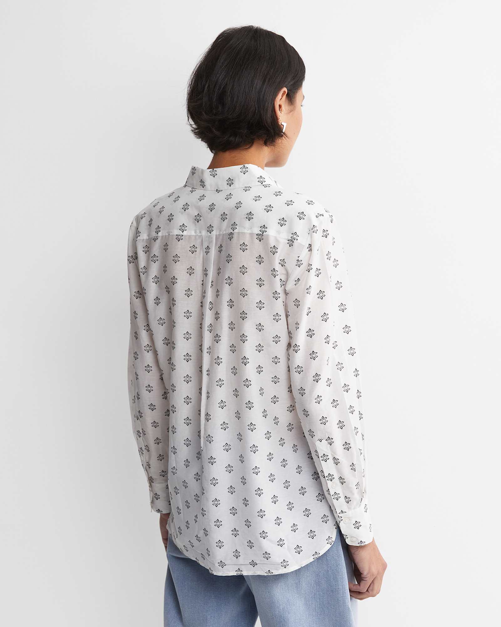 Alba Cotton Silk Shirt in IVORY/BLACK
