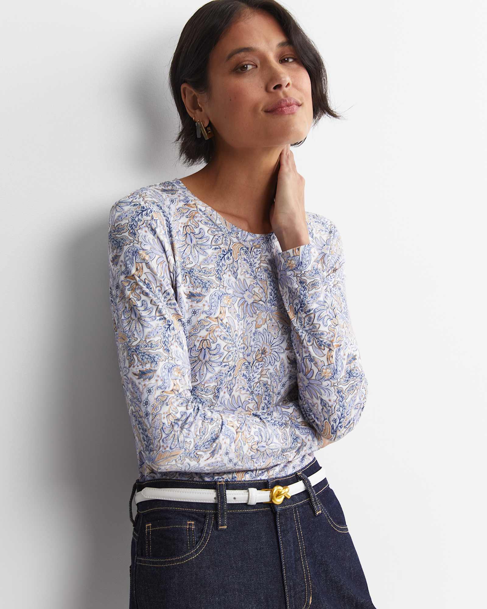 Enzo Liberty Long Sleeve Magic Tee in BLUE MULTI