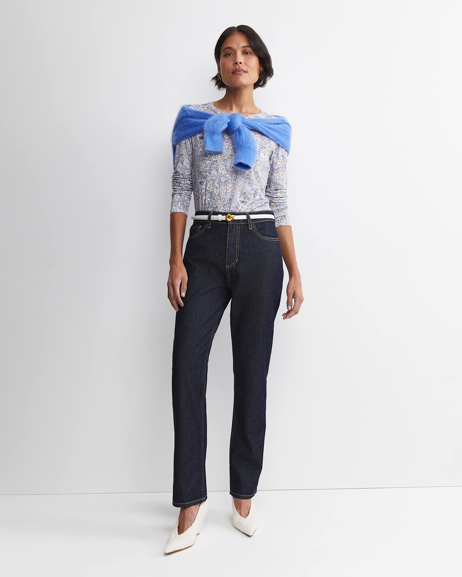 Enzo Liberty Long Sleeve Magic Tee in BLUE MULTI