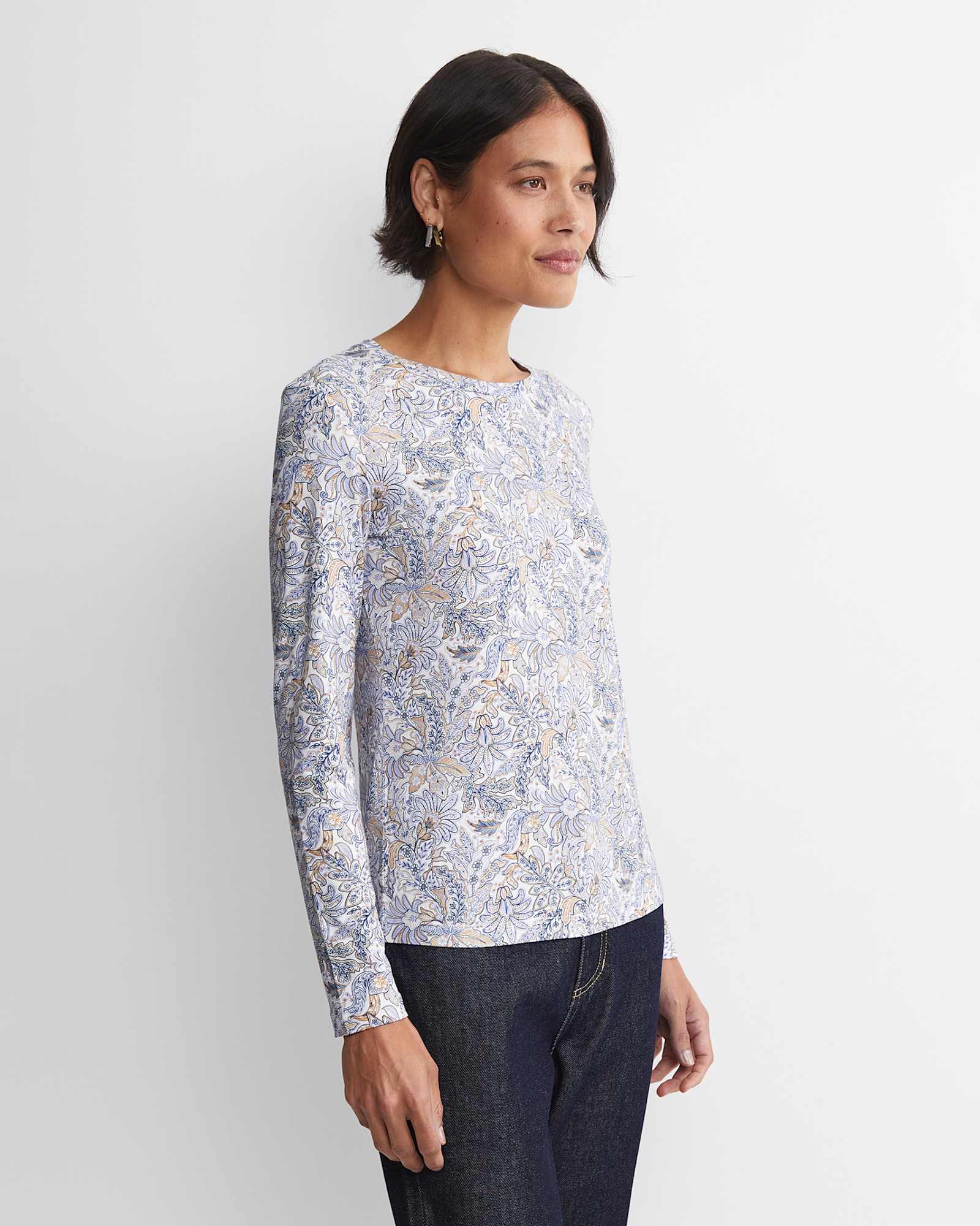 Enzo Liberty Long Sleeve Magic Tee in BLUE MULTI