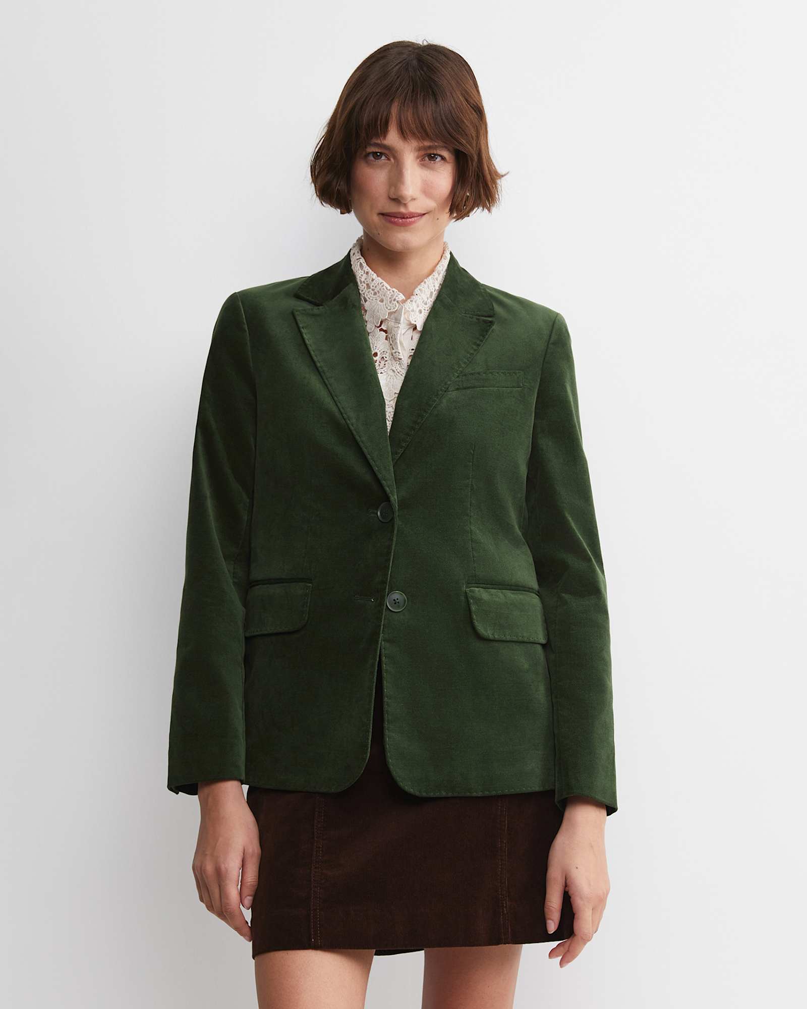 Valentina Single Breasted Velvet Blazer in SAGE