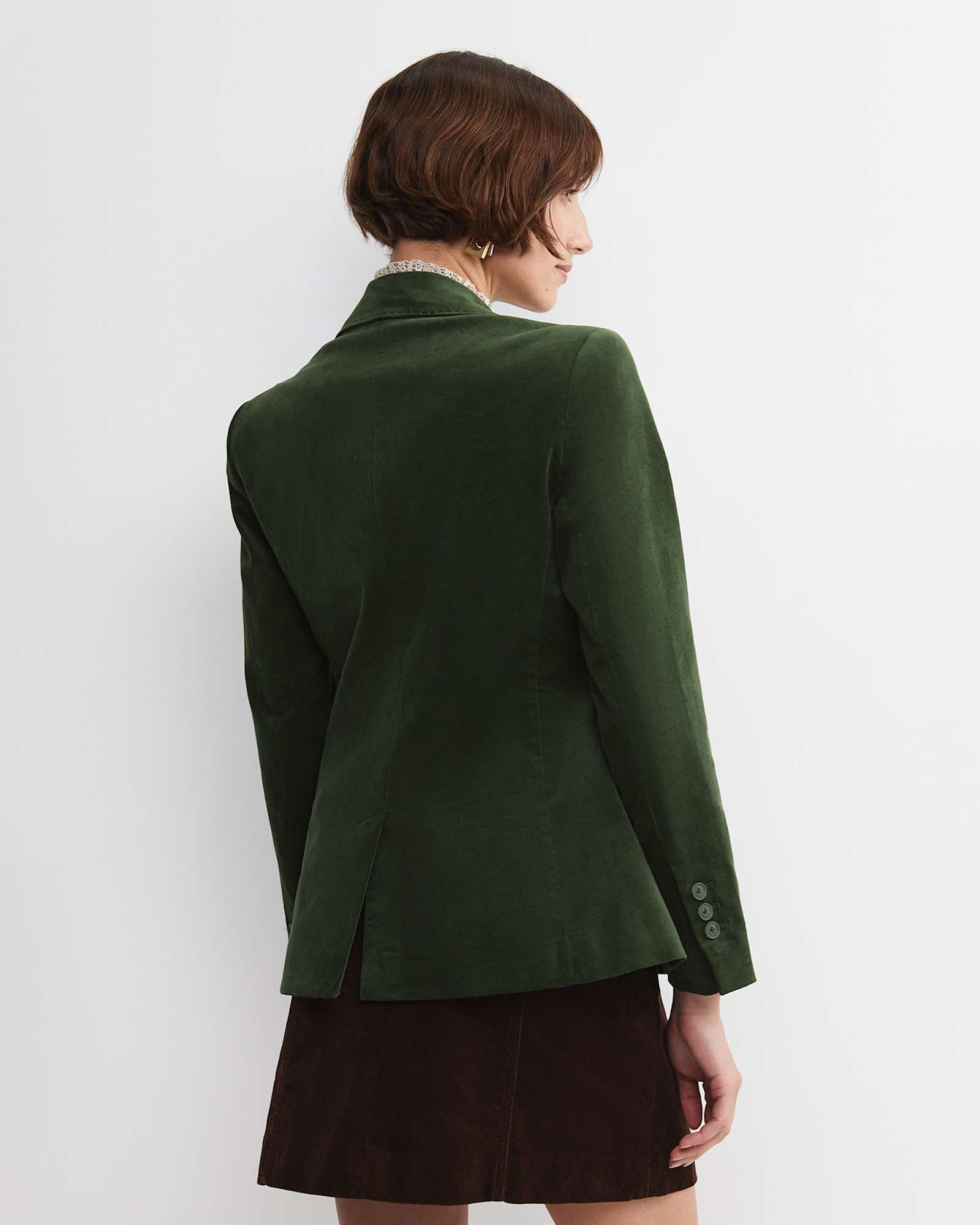 Valentina Single Breasted Velvet Blazer in SAGE