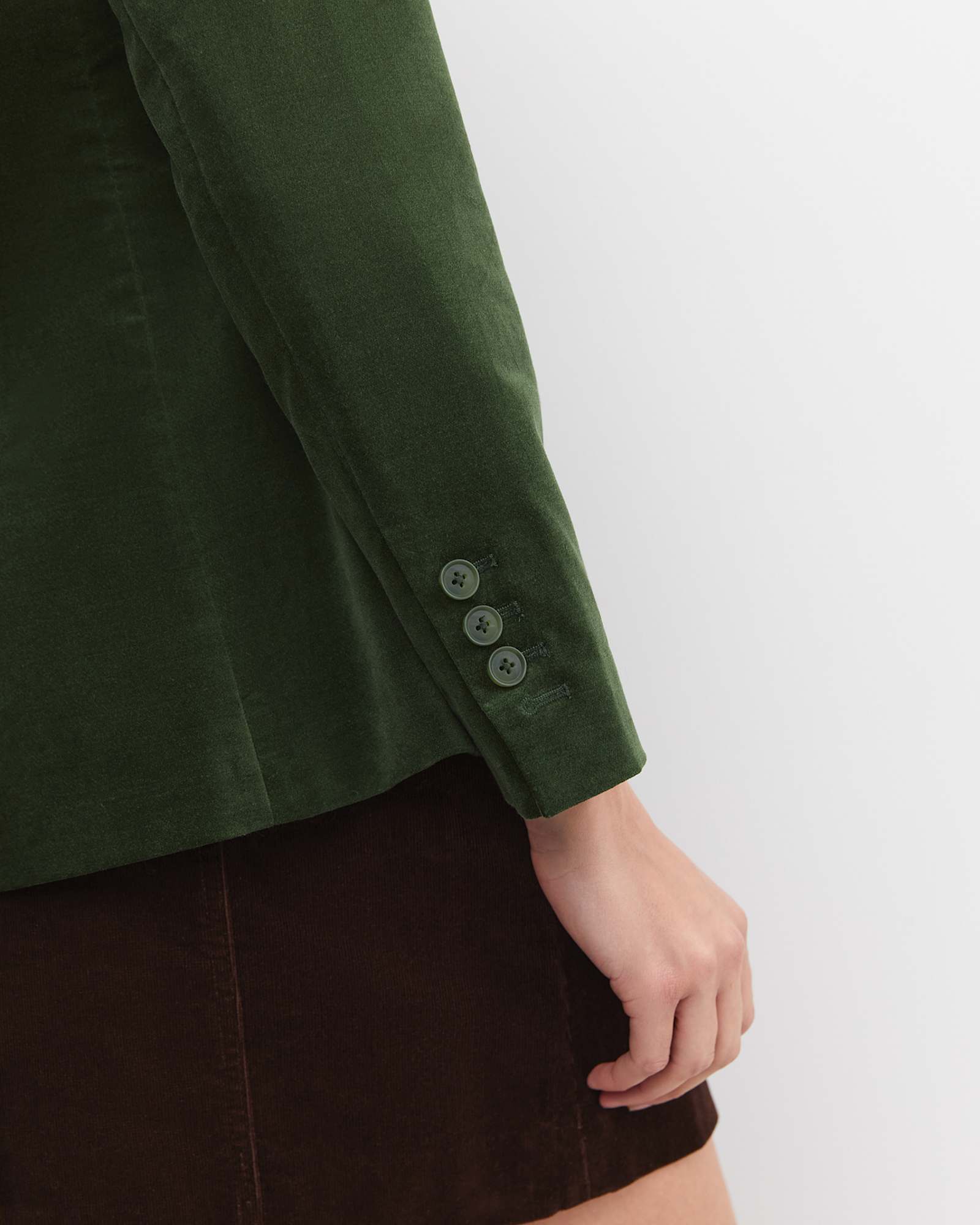 Valentina Single Breasted Velvet Blazer in SAGE