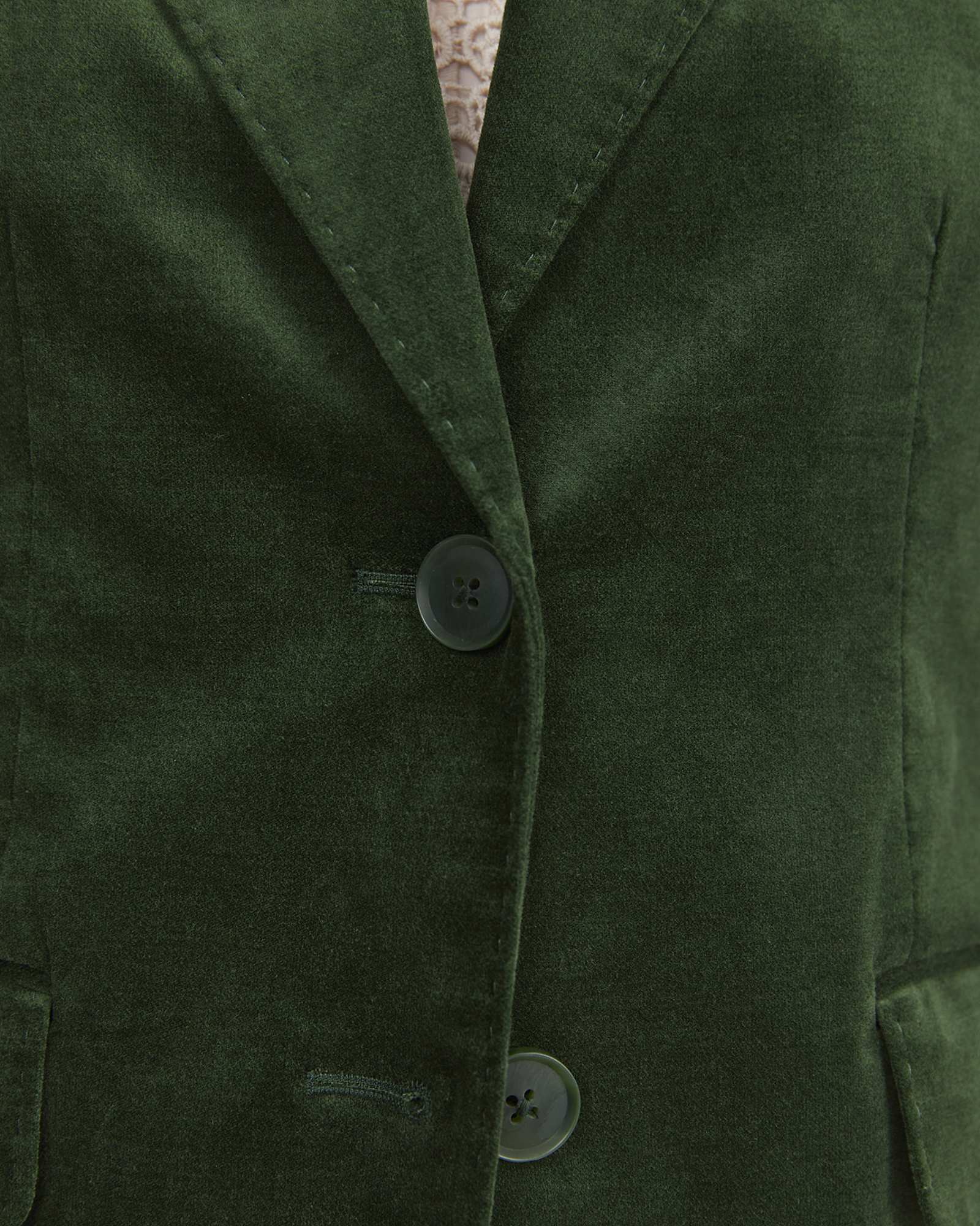 Valentina Single Breasted Velvet Blazer in SAGE